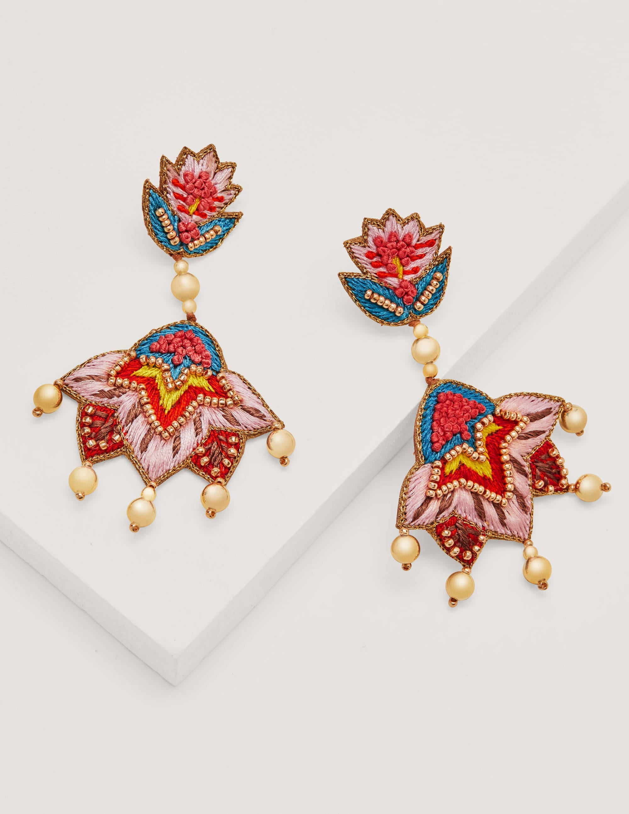 Embroidered Earrings-Multi Flower - Image 1