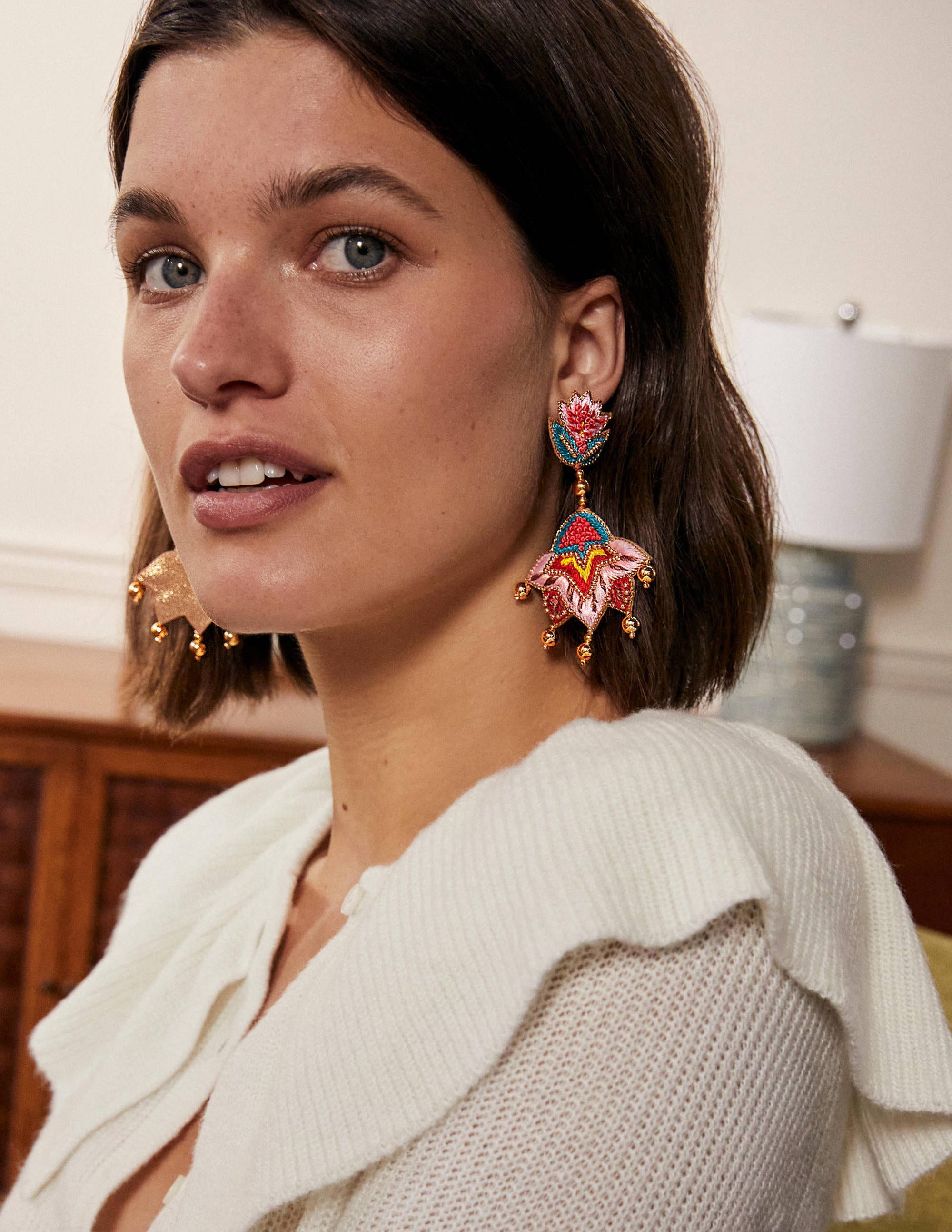 Embroidered Earrings-Multi Flower - Image 3