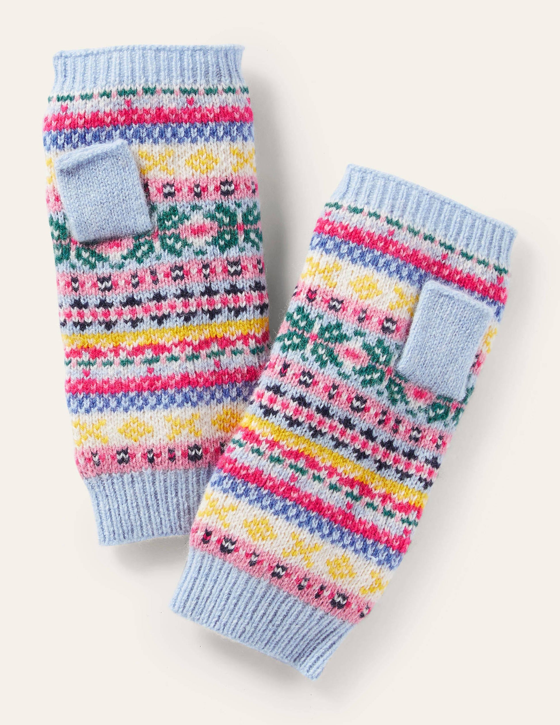 Fair Isle Fingerless Gloves-Frost-1