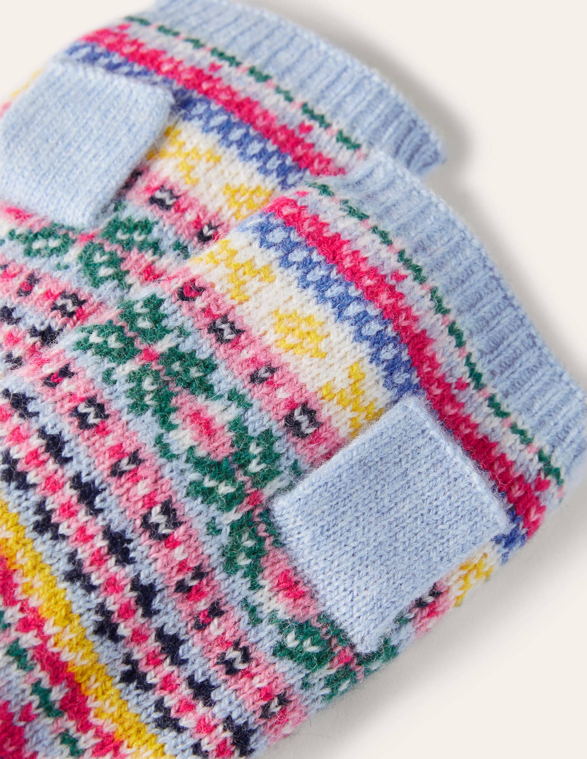 Fair Isle Fingerless Gloves-Frost - Image 2
