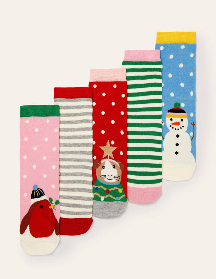5-Pack Ankle Socks-Mini Me Festive