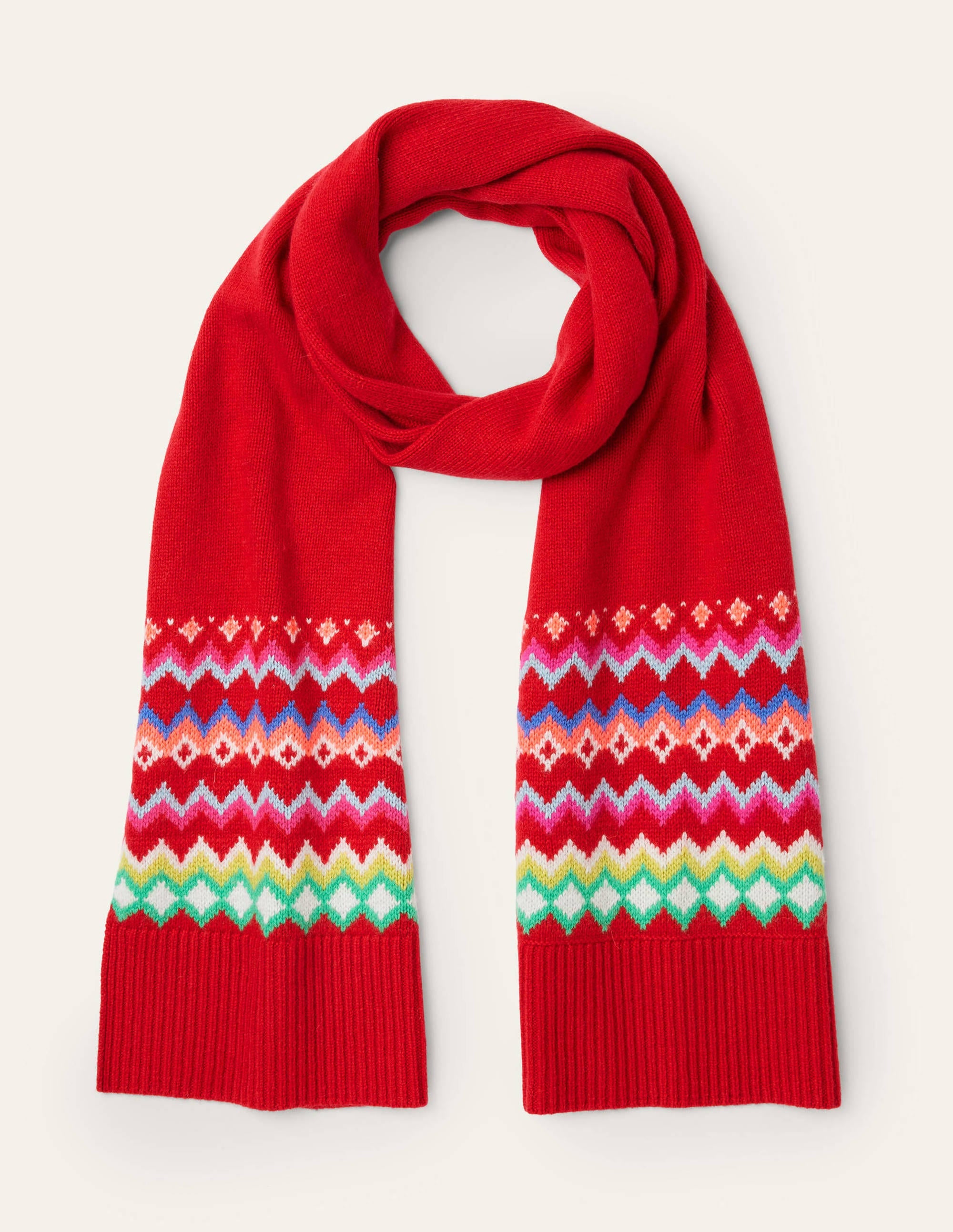 Fair Isle Scarf-Rockabilly Red - Image 1