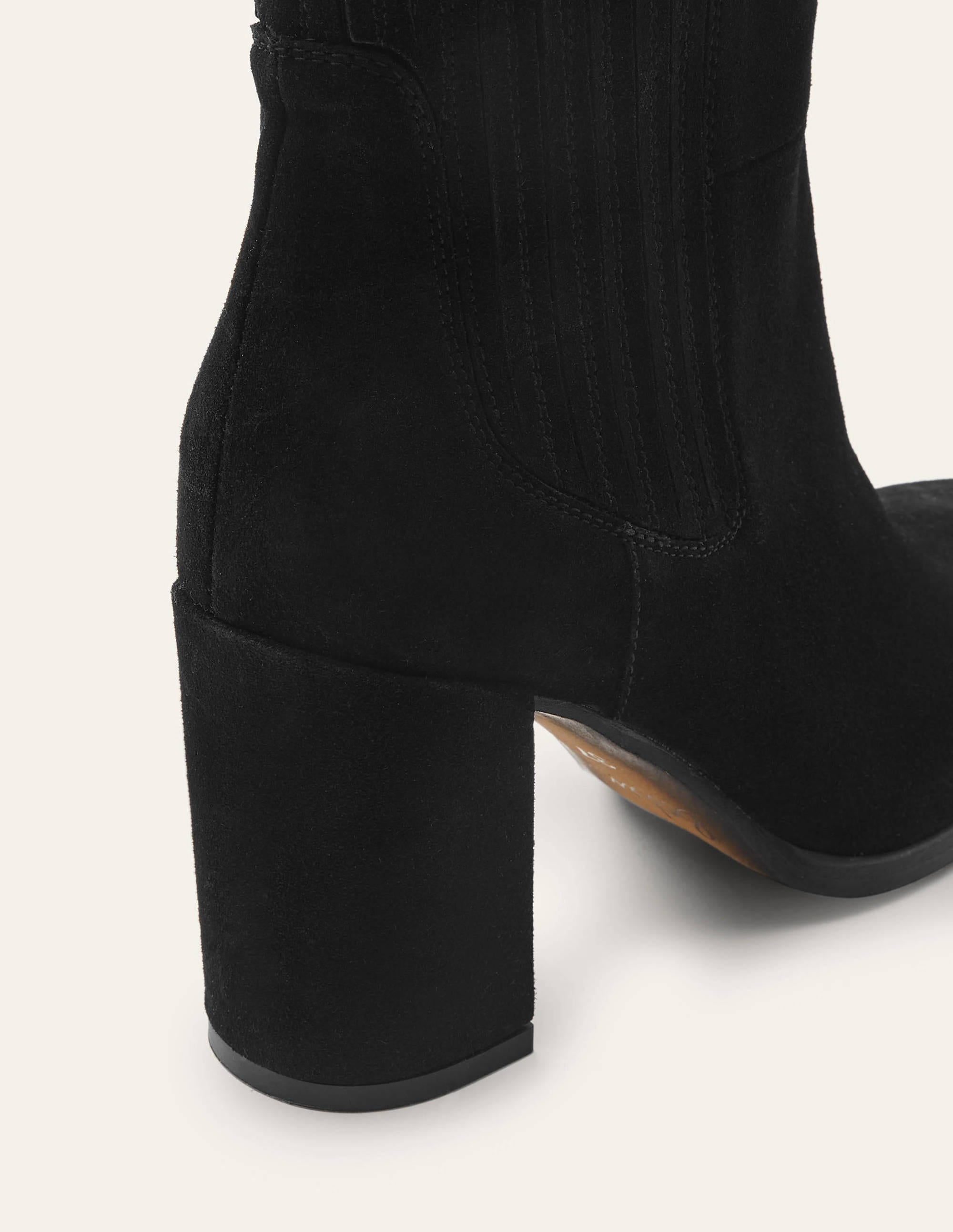 Block Heel Ankle Boots-Black Suede - Image 4