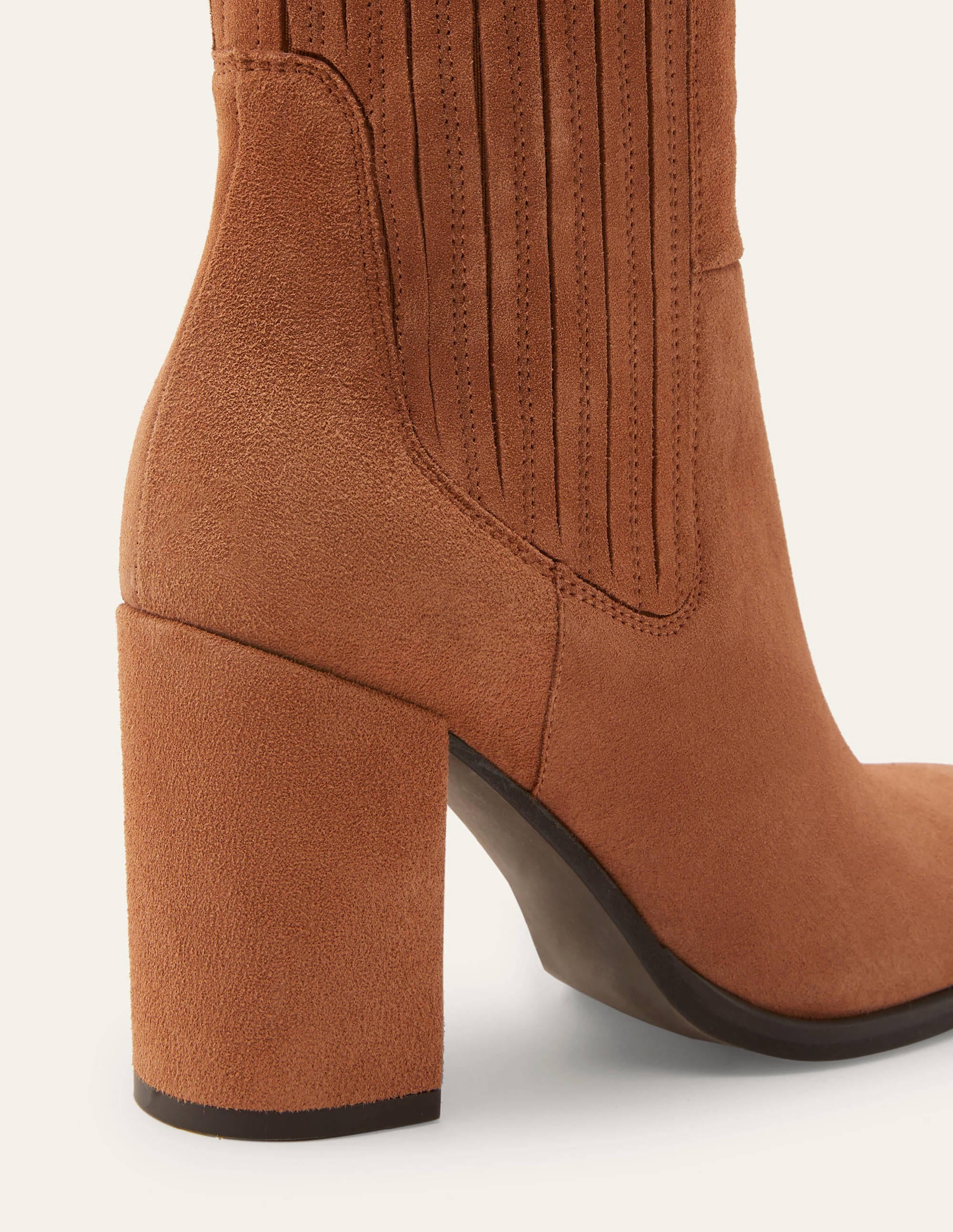 Block Heel Ankle Boots-Tan Suede - Image 5
