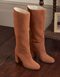 Block Heel Knee High Boots-Tan
