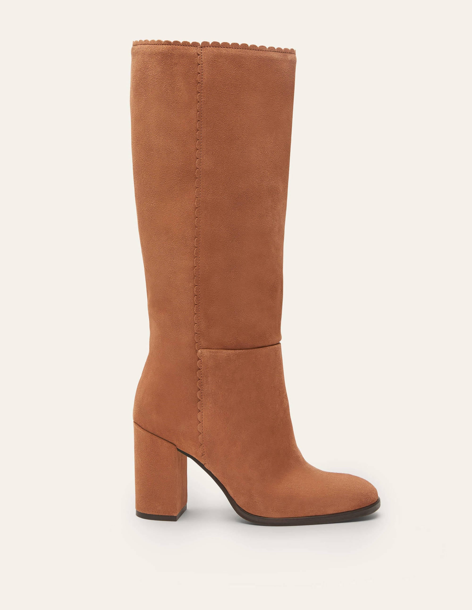 Block Heel Knee High Boots-Tan - Image 2
