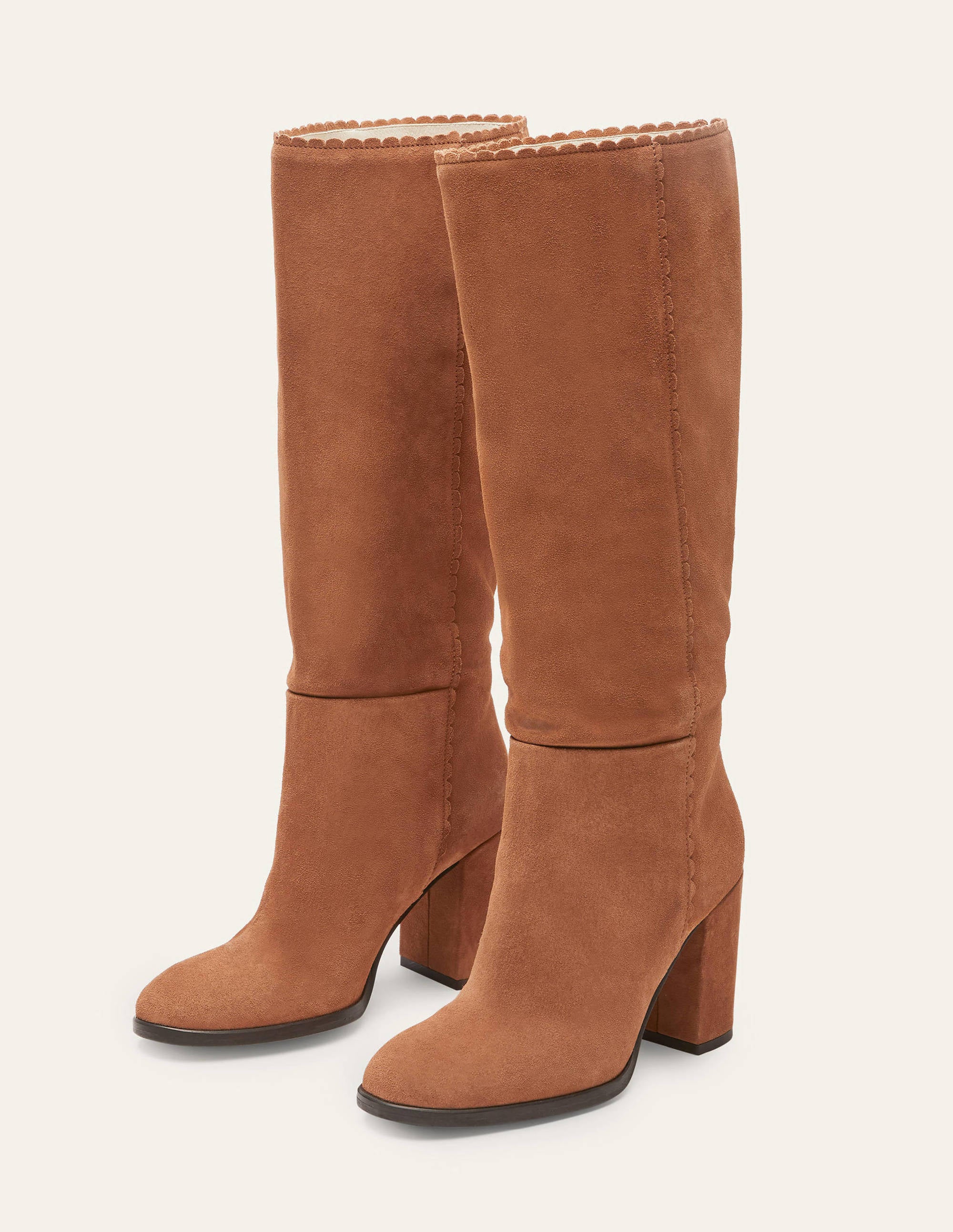 Block Heel Knee High Boots-Tan - Image 5