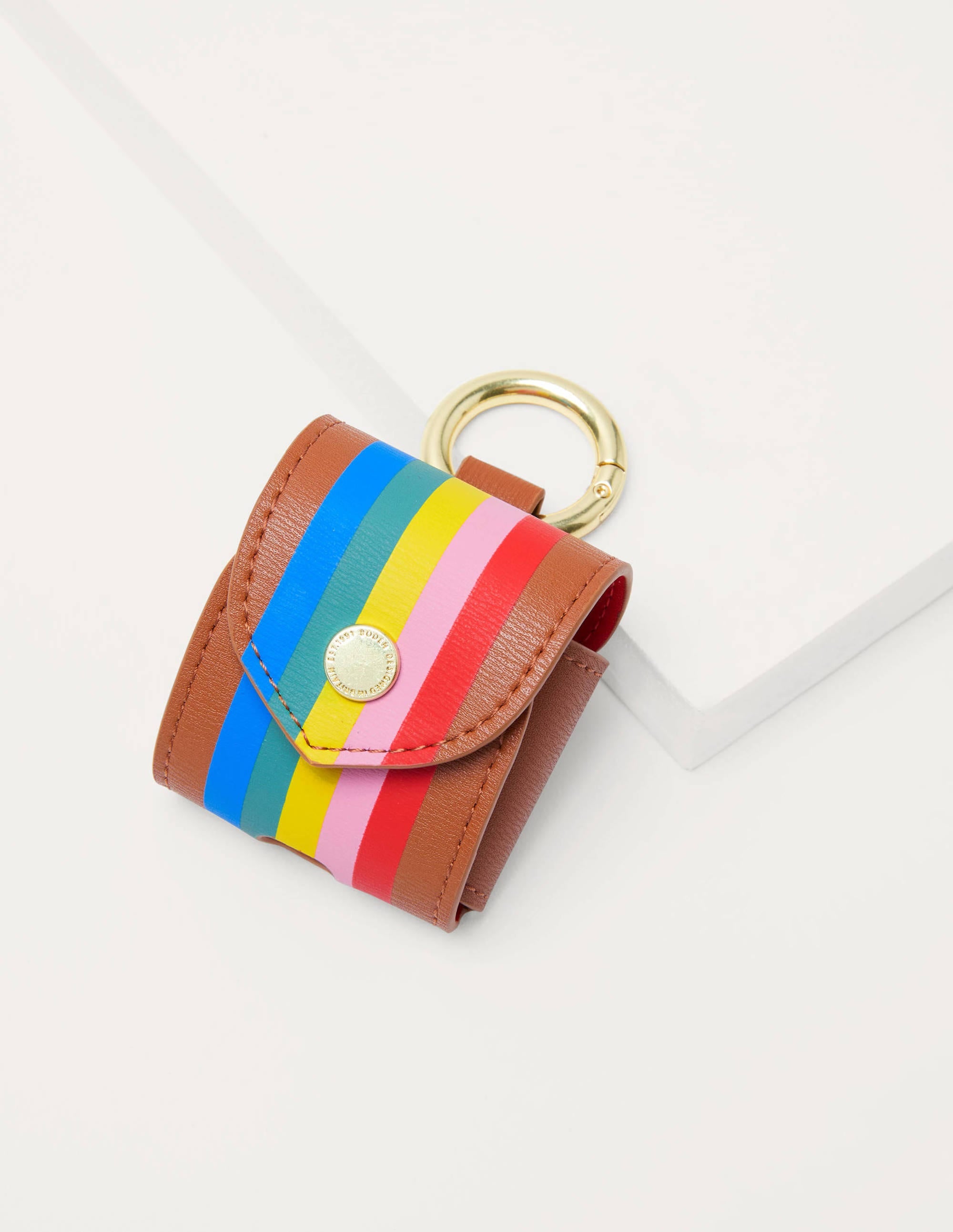 Wireless Earphone Holder-Tan Multi Stripe - Image 1