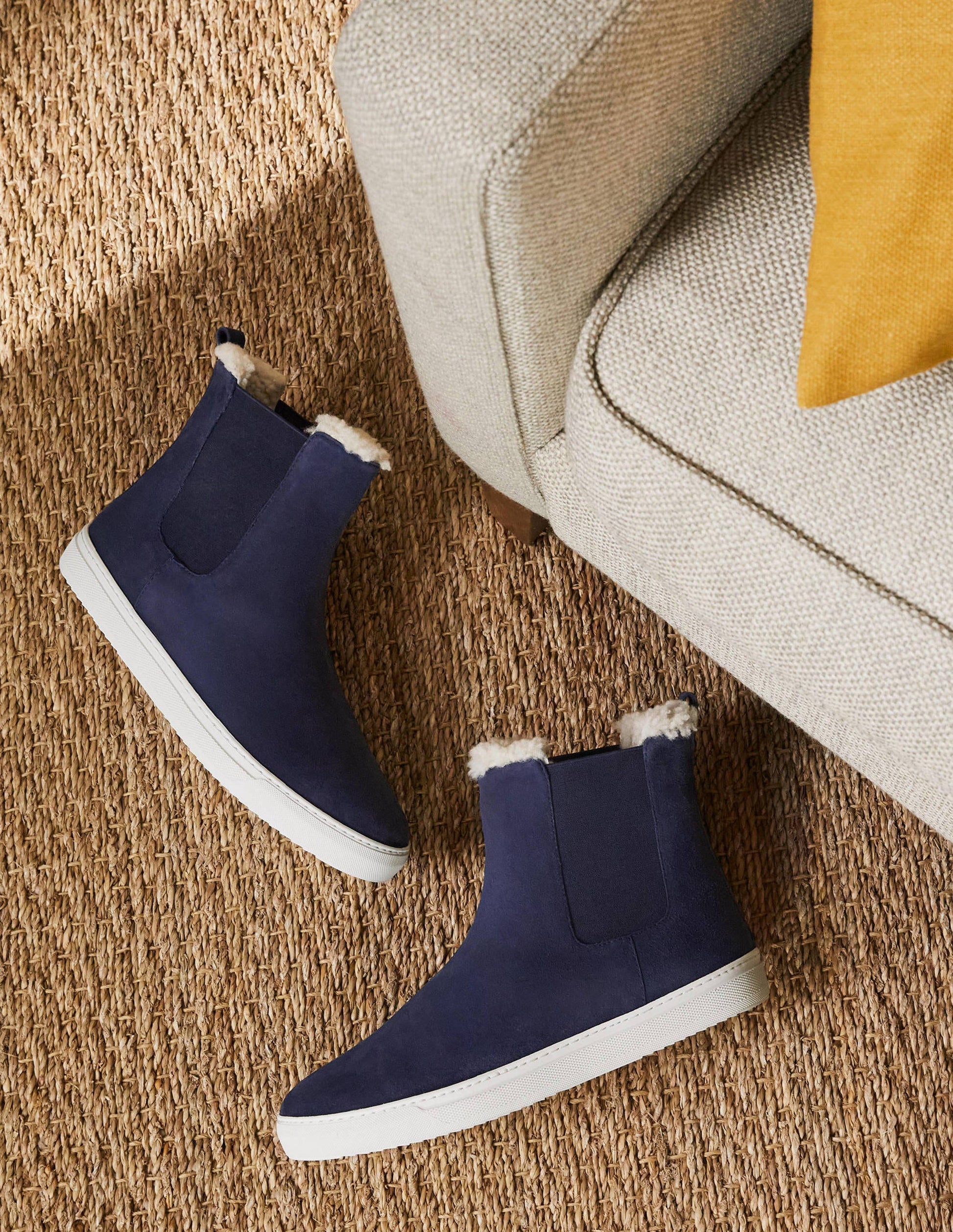Shearling Chelsea Boots-Navy-1