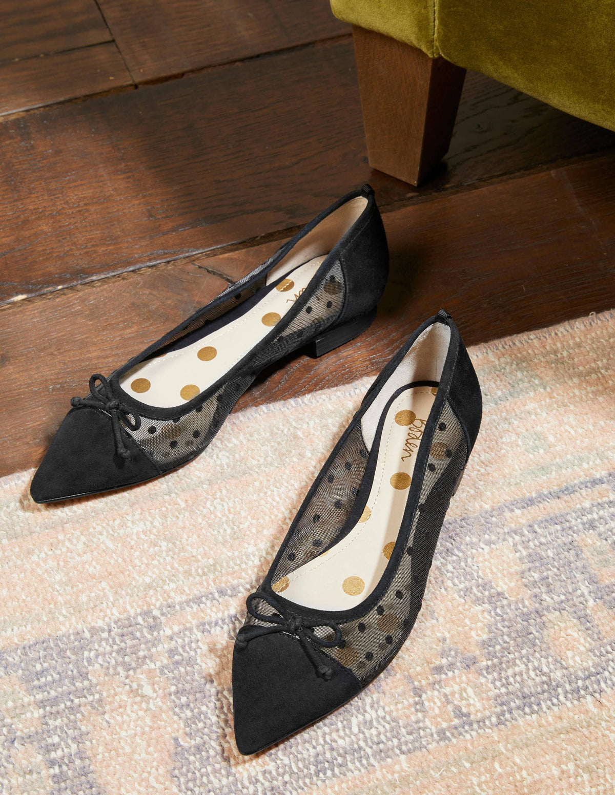 Mesh Detail Ballerina-Black - Image 1