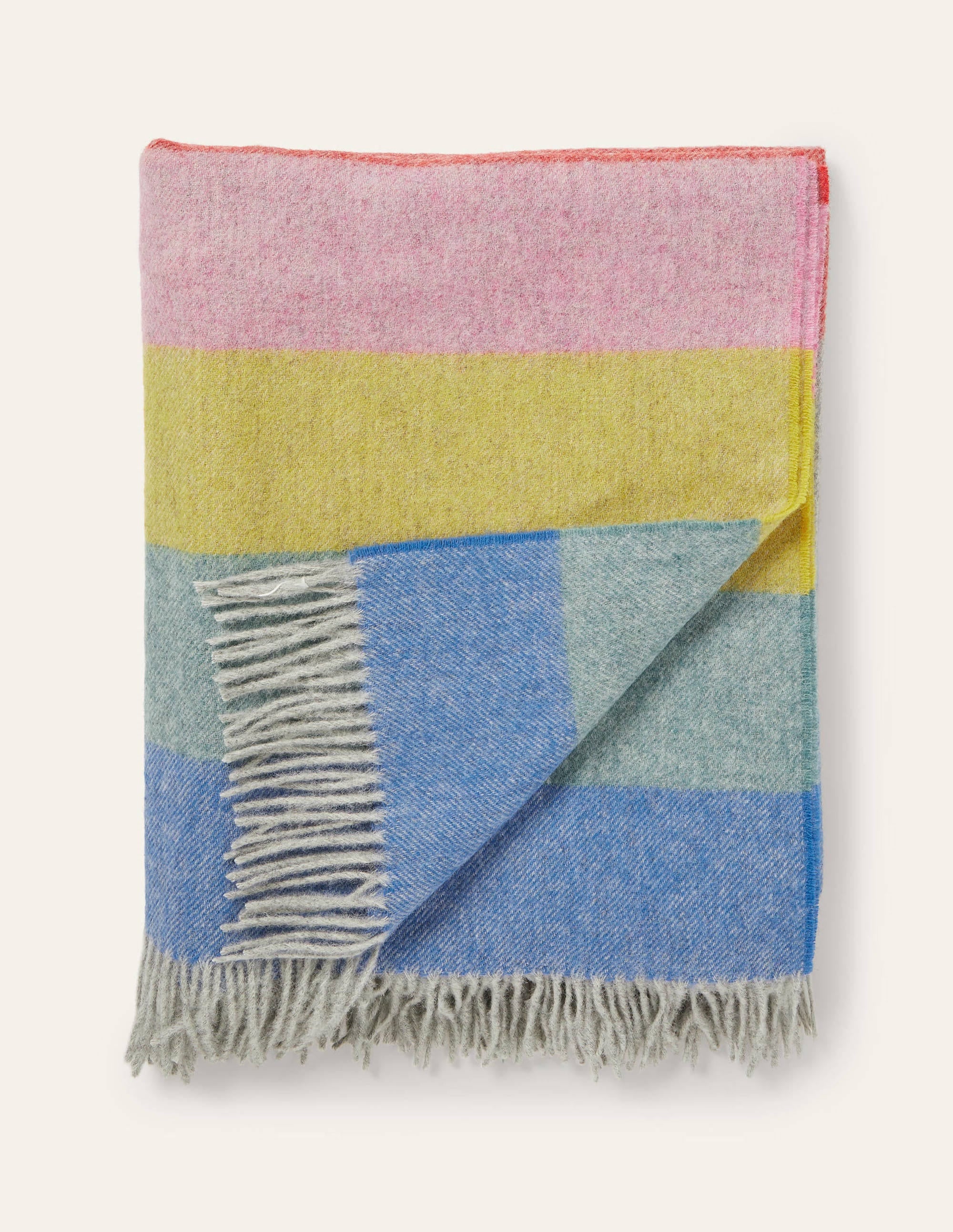 Wool Throw-Grey, Multi Stripe - Image 1