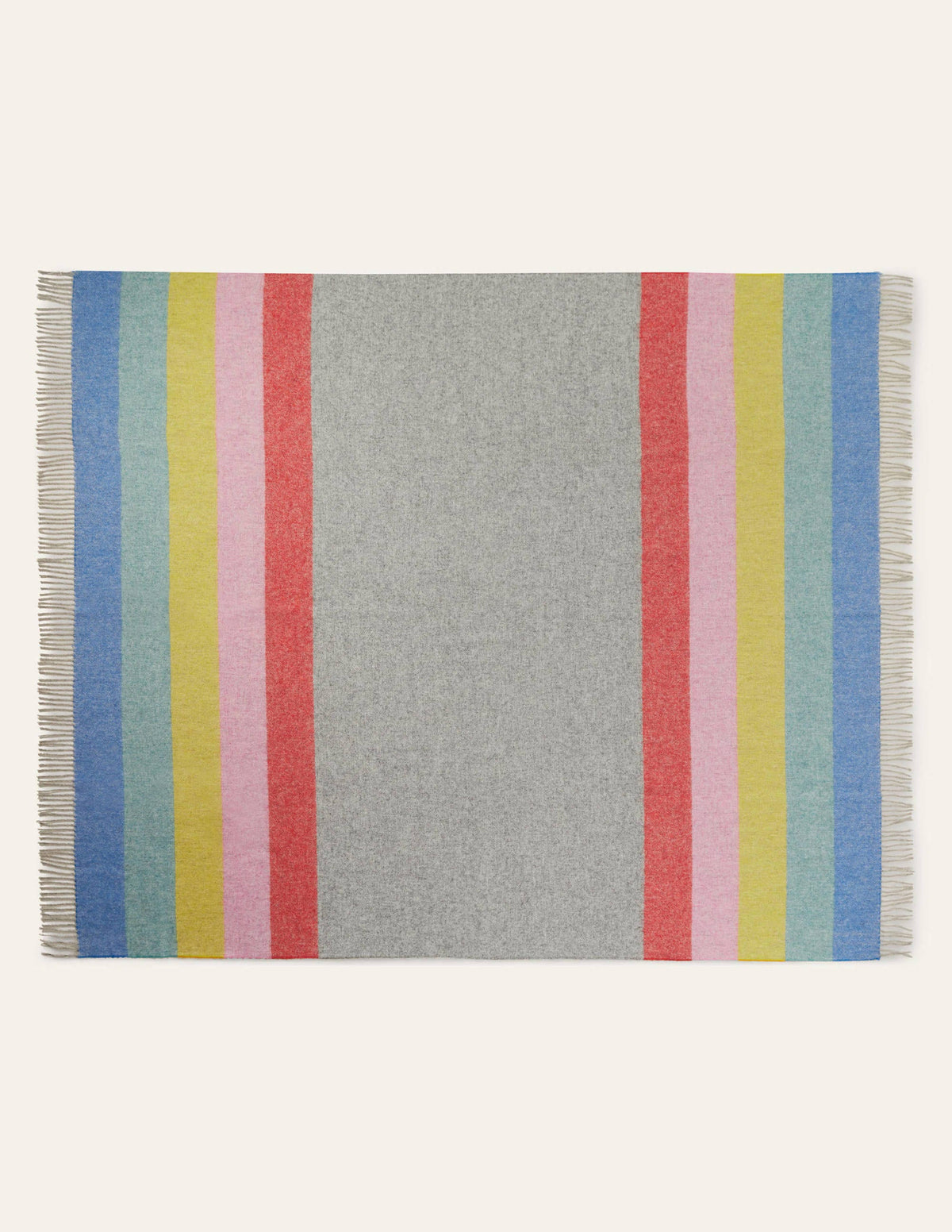 Wool Throw-Grey, Multi Stripe-2