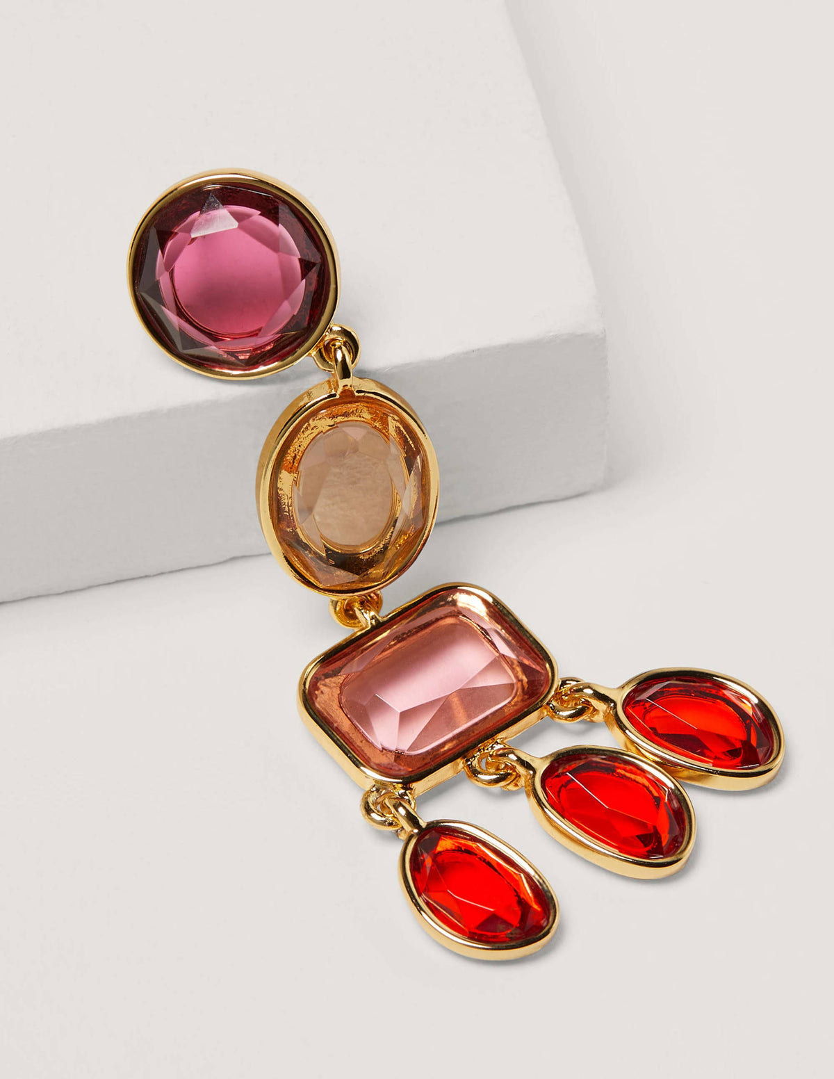 Jewelled Chandelier Earrings-Red Multi - Image 3