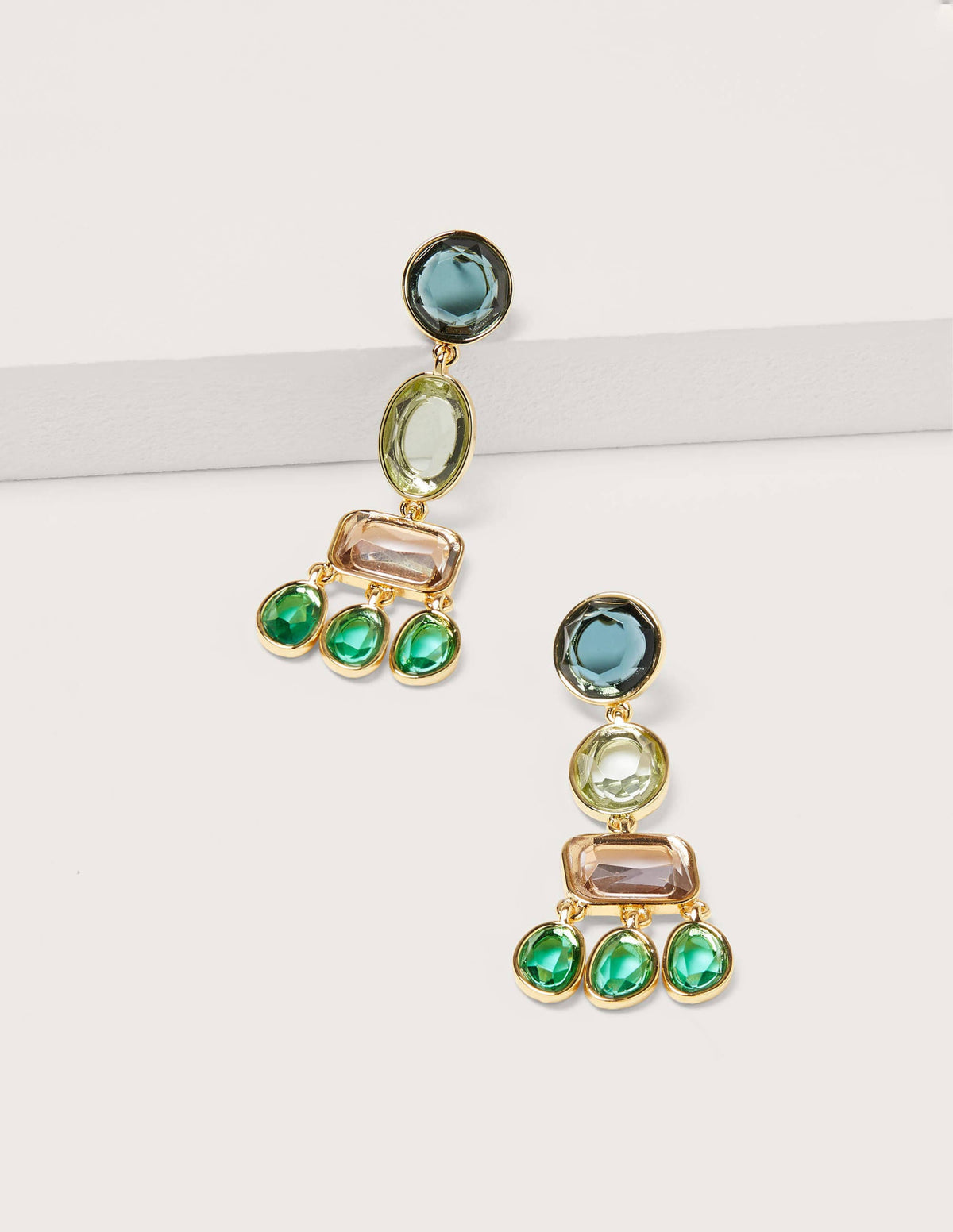 Jewelled Chandelier Earrings-Blue Multi - Image 1
