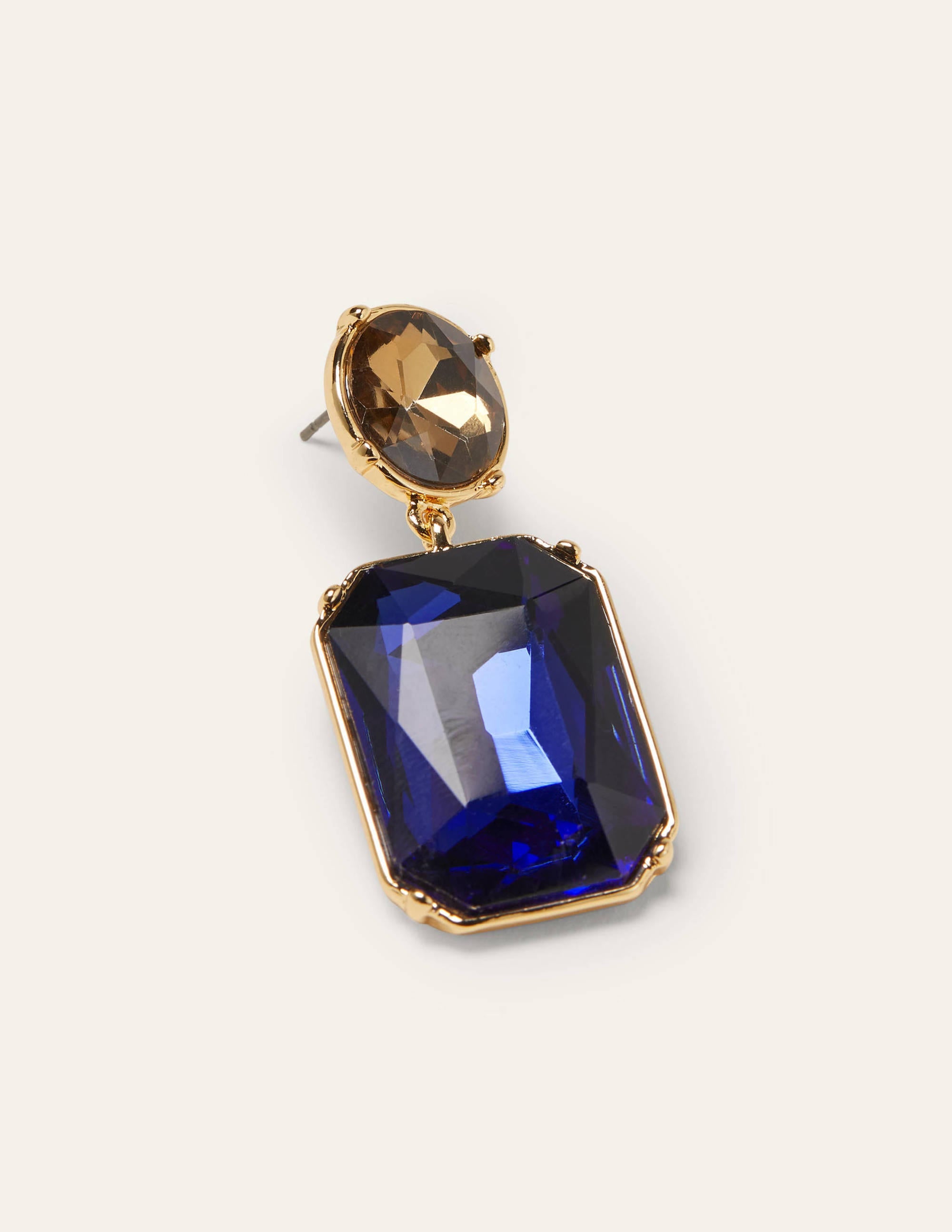 Semi-Precious Drop Earrings-Navy - Image 2