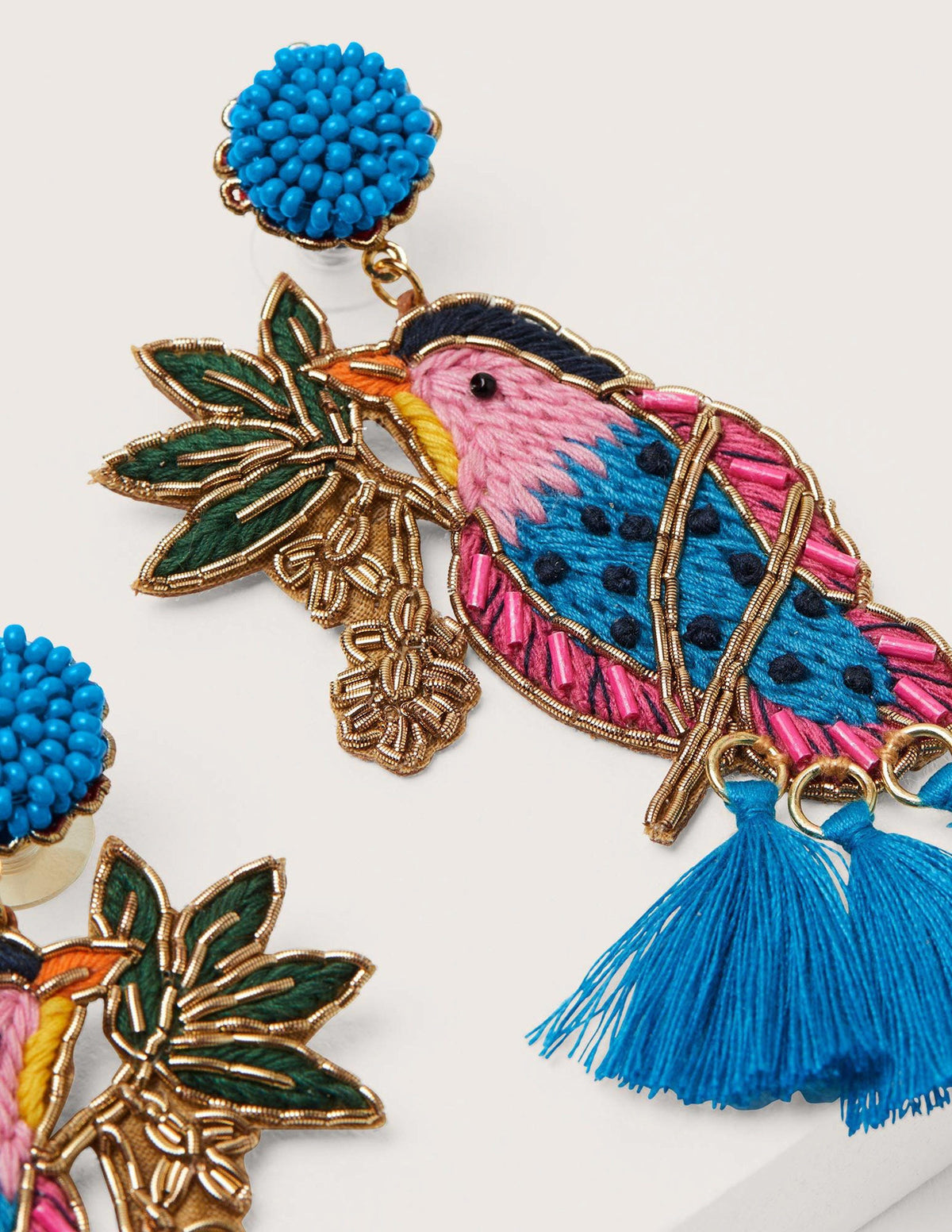 Embellished Beaded Earrings-Bird - Image 2