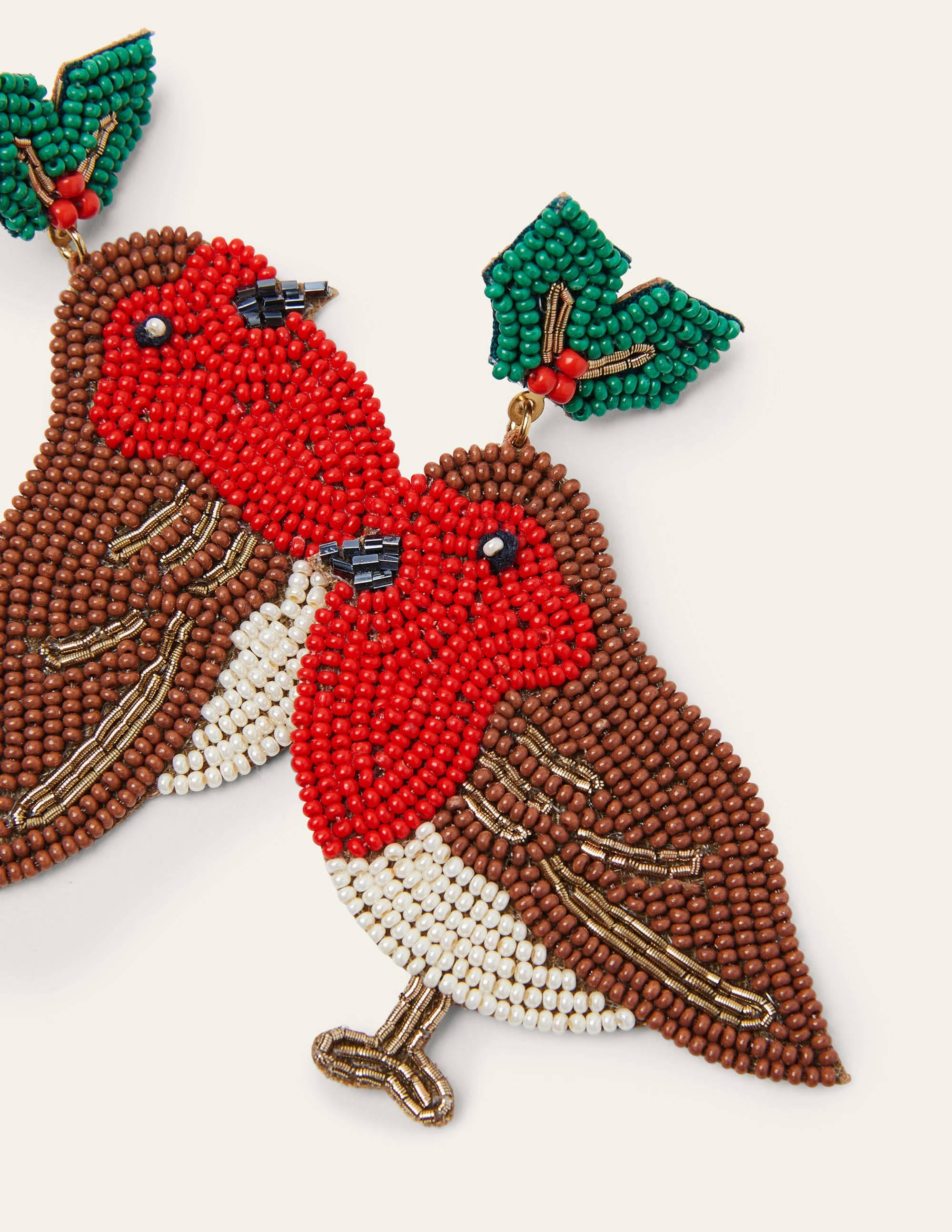 Beaded Festive Earrings-Robins - Image 3
