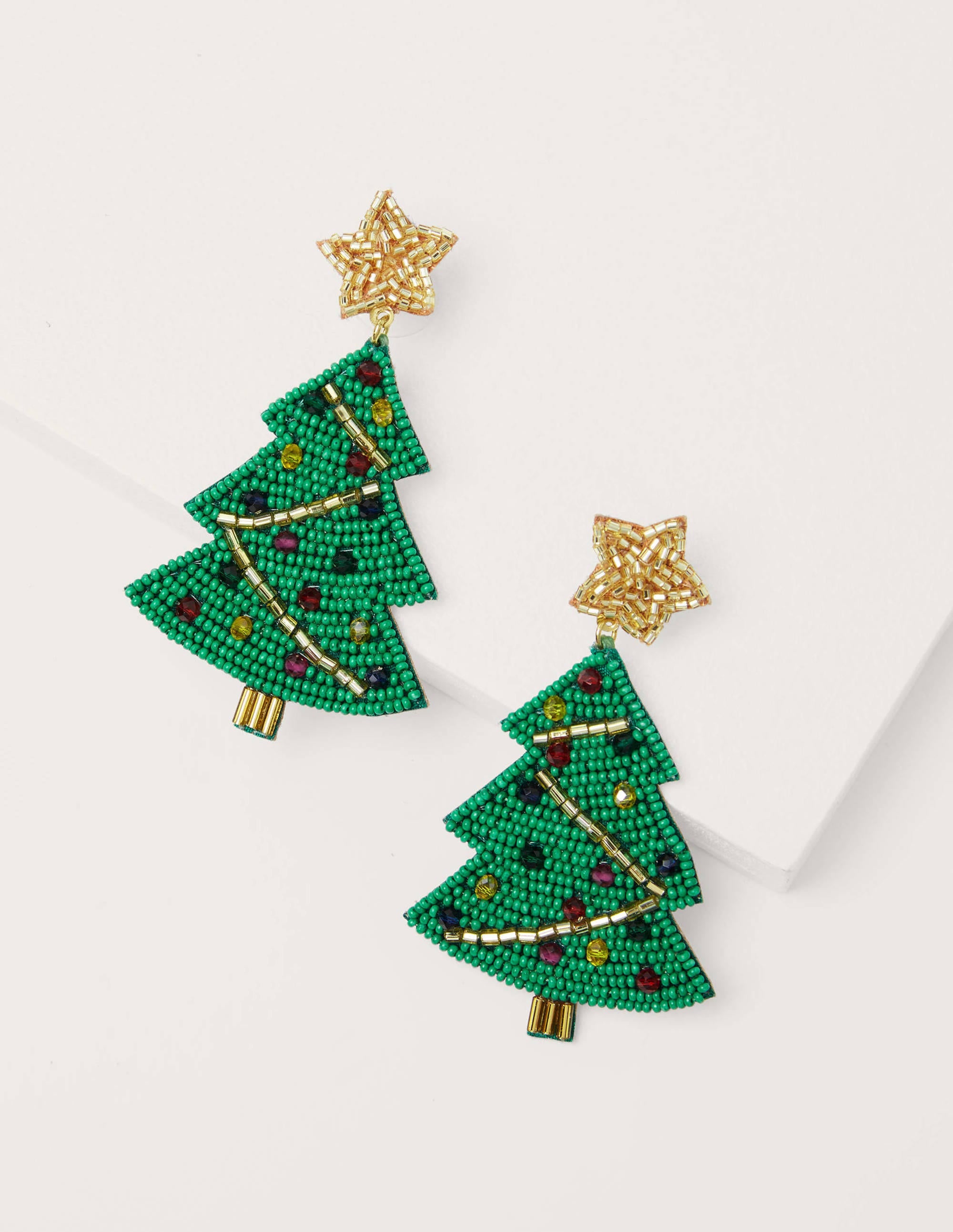Beaded Festive Earrings-Christmas Trees - Image 2