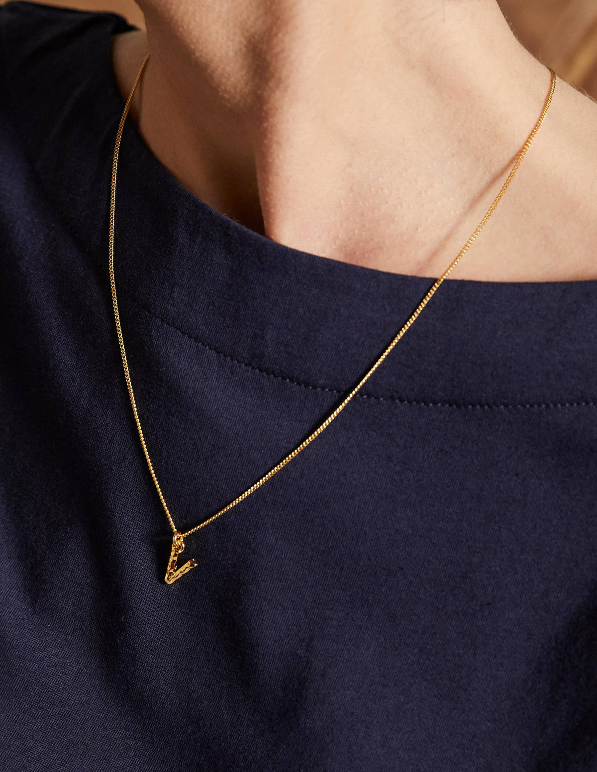 Hammered Gold Initial Pendant-Gold Metallic-2
