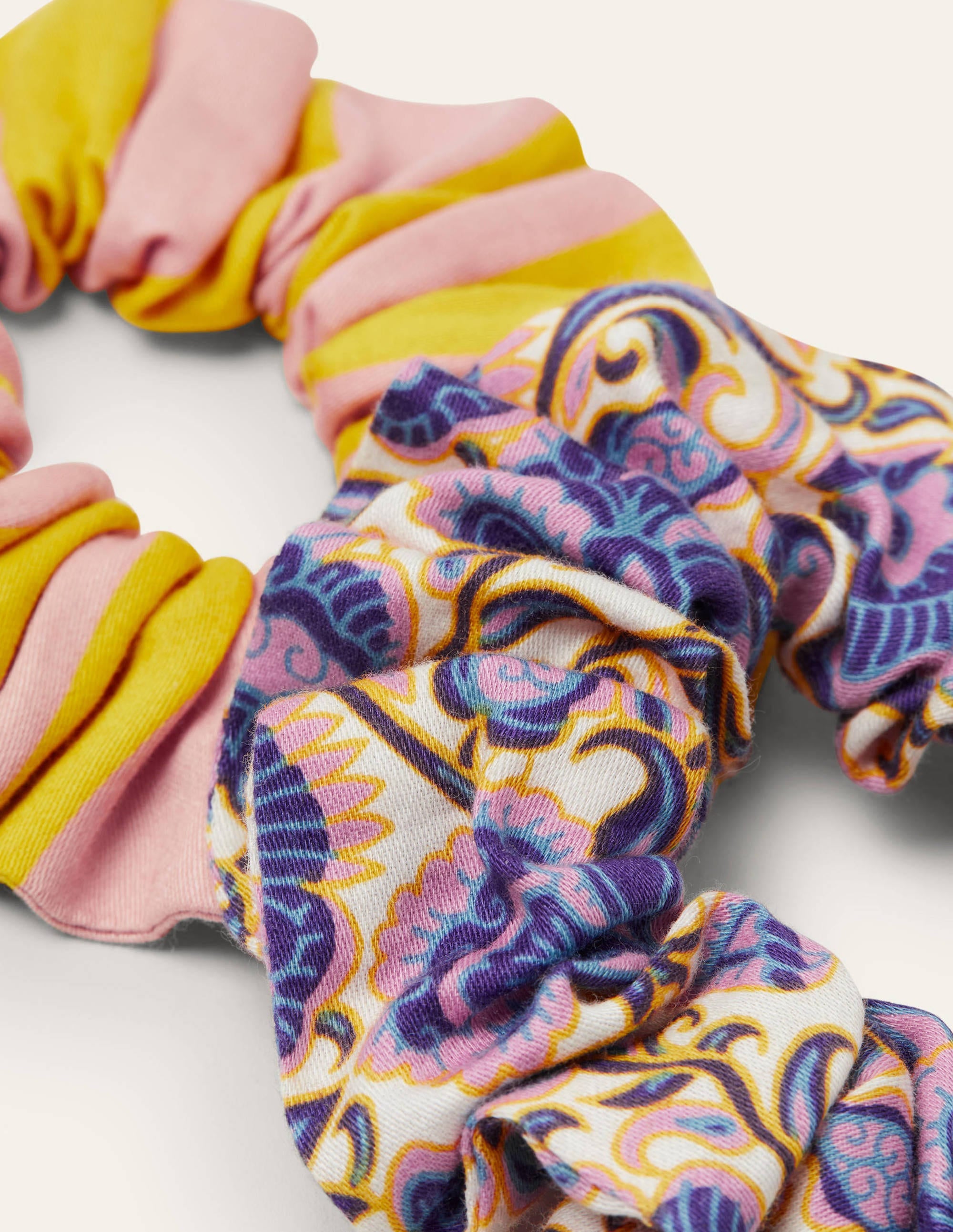 Cotton Scrunchie Set-Ivory, Rich Floral - Image 2