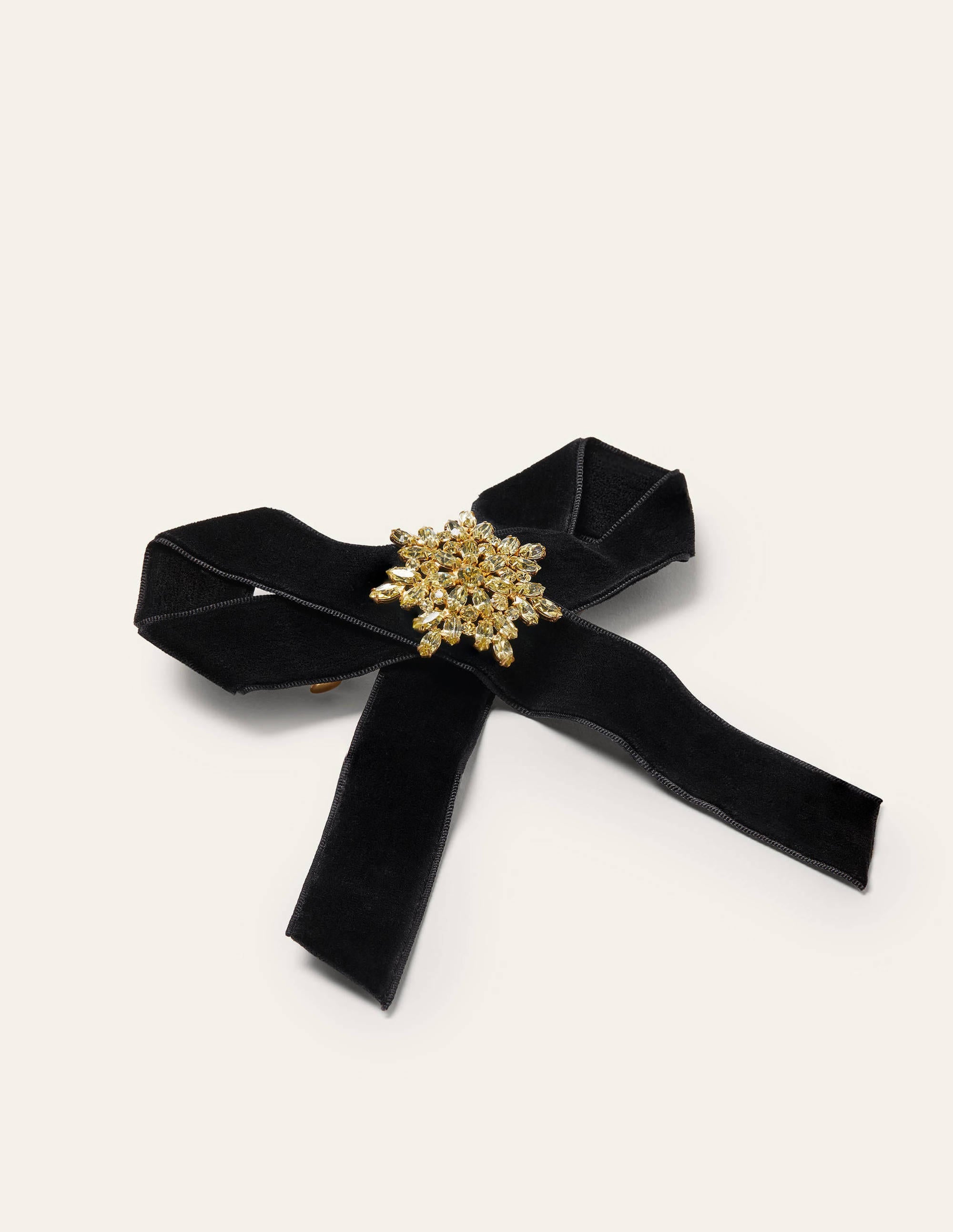 Velvet Bow Hair Clip-Black - Image 3