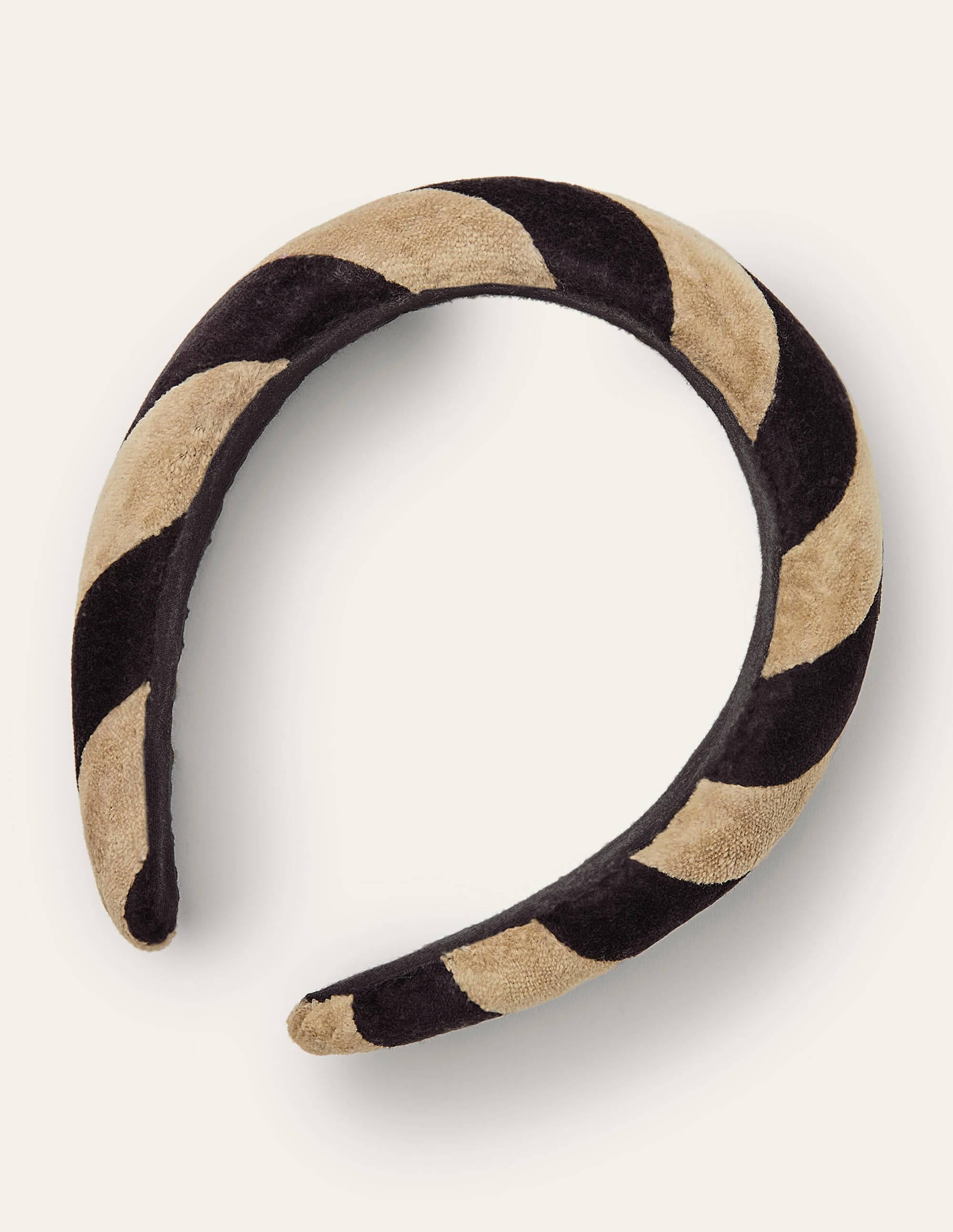 Velvet Headband-Black/Camel - Image 1