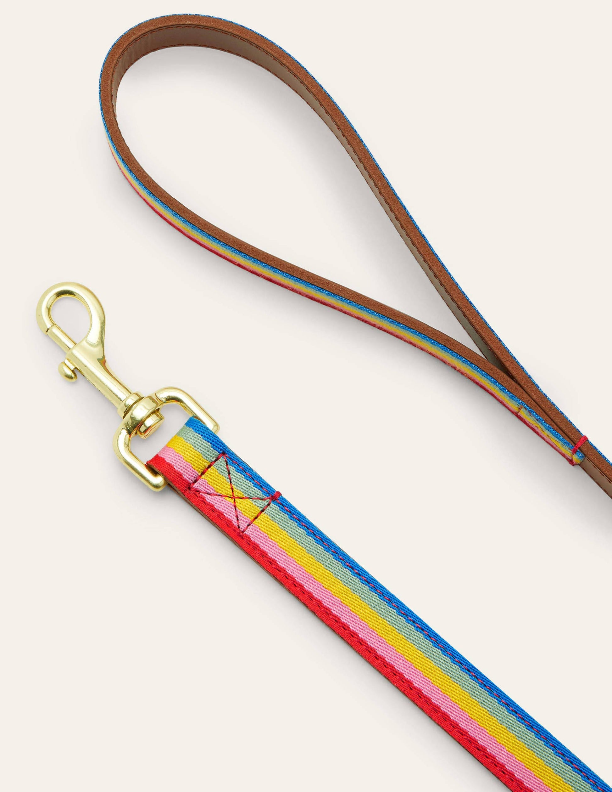 Leather Dog Lead-Tan, Multi Stripe-2