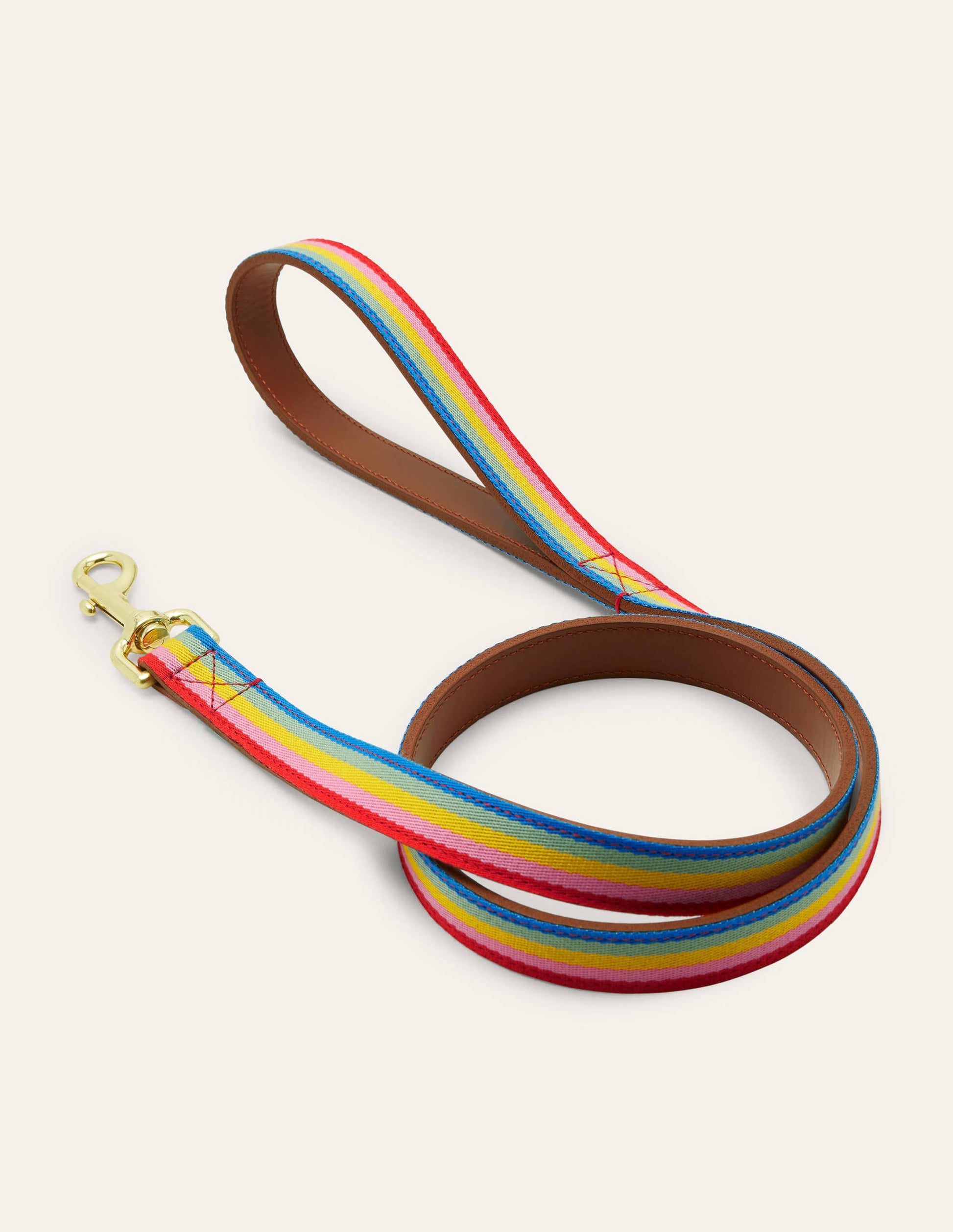Leather Dog Lead-Tan, Multi Stripe-1