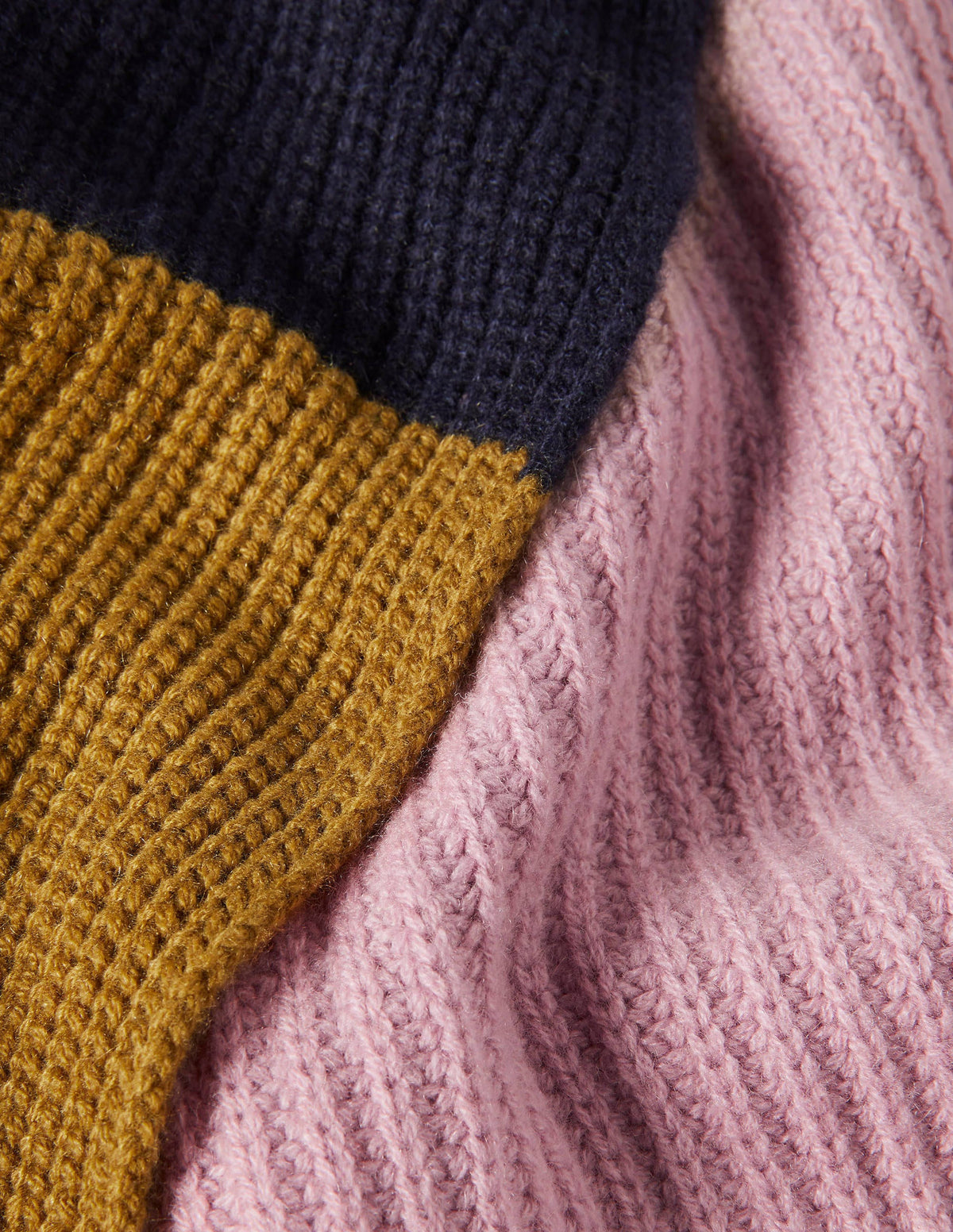 Colourblock Cashmere Scarf-Navy/Old Moss/Purple-2