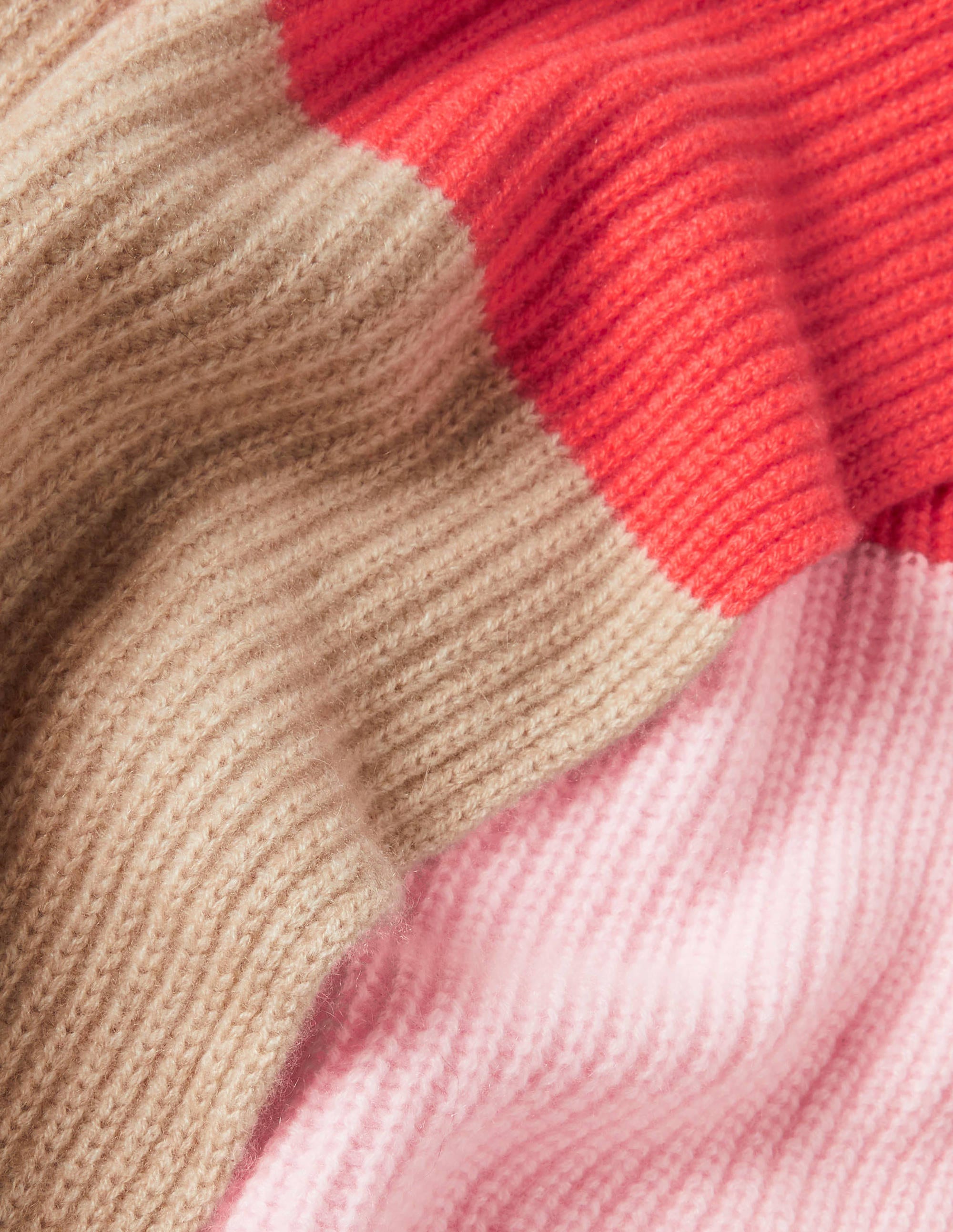 Colourblock Cashmere Scarf-Chinchilla/Milkshake/Coral - Image 2
