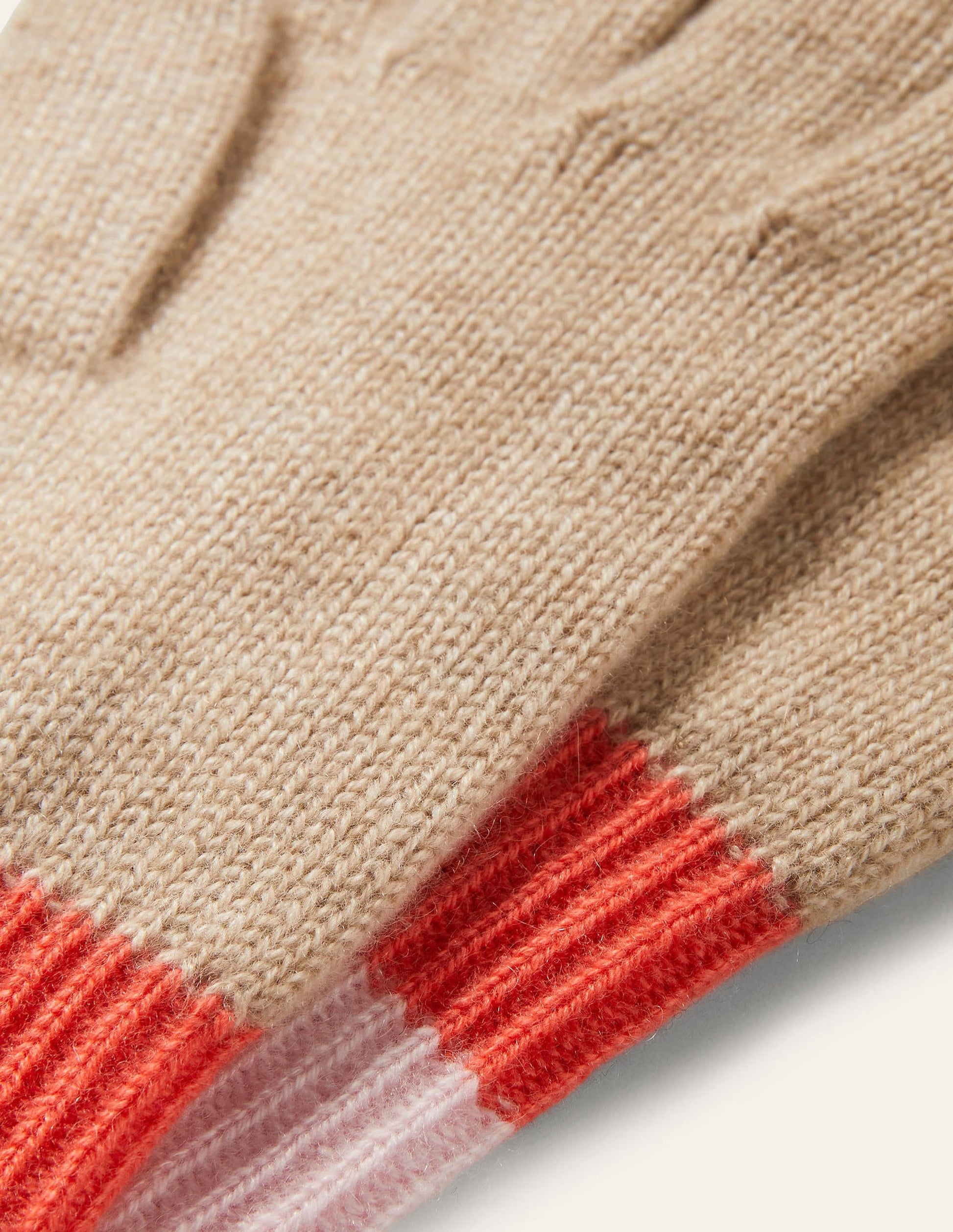 Colourblock Cashmere Gloves-Chinchilla/Milkshake/Coral-2
