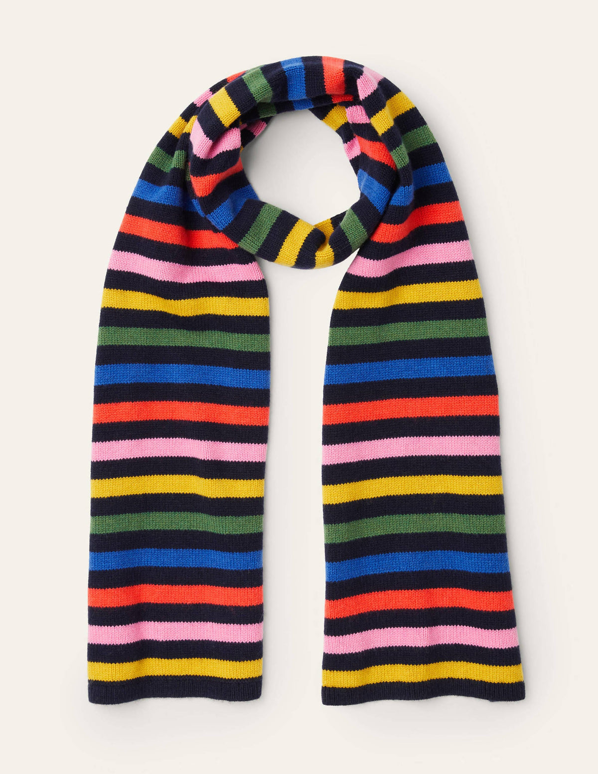 Knitted Scarf-Navy, Multi Stripe - Image 1