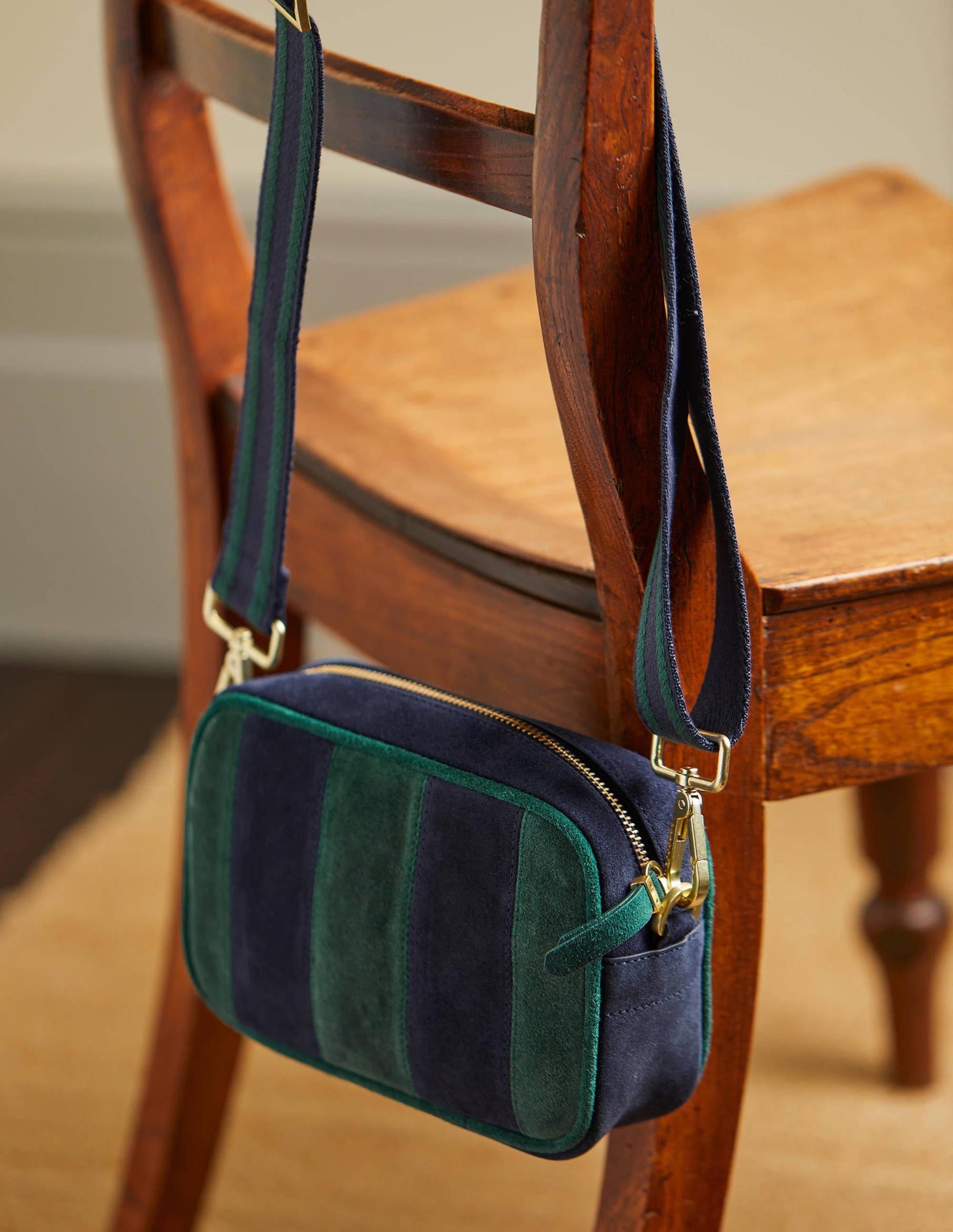 Leather Crossbody Bag-Navy-1