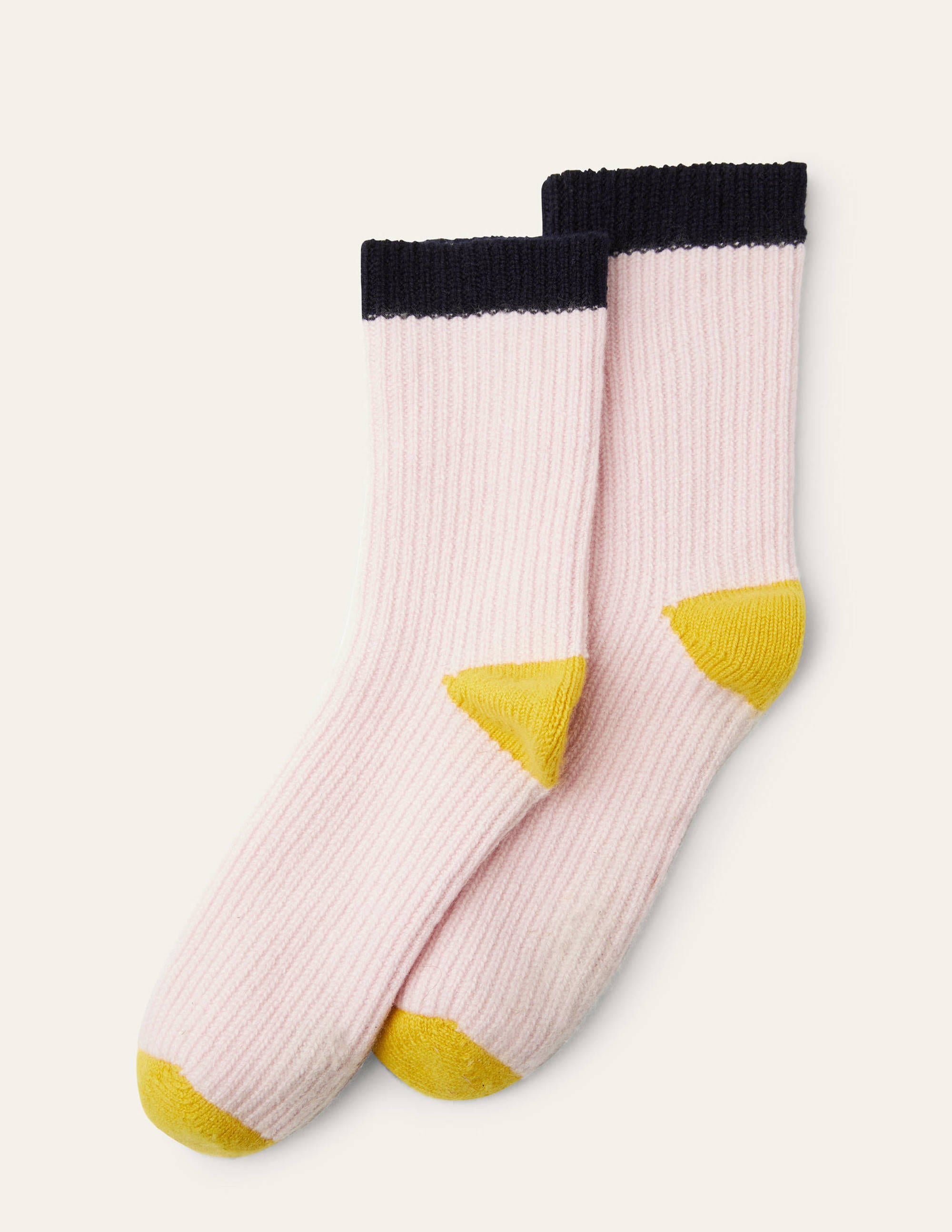 Cashmere Bed Socks-Milkshake/Wasp/Navy - Image 3