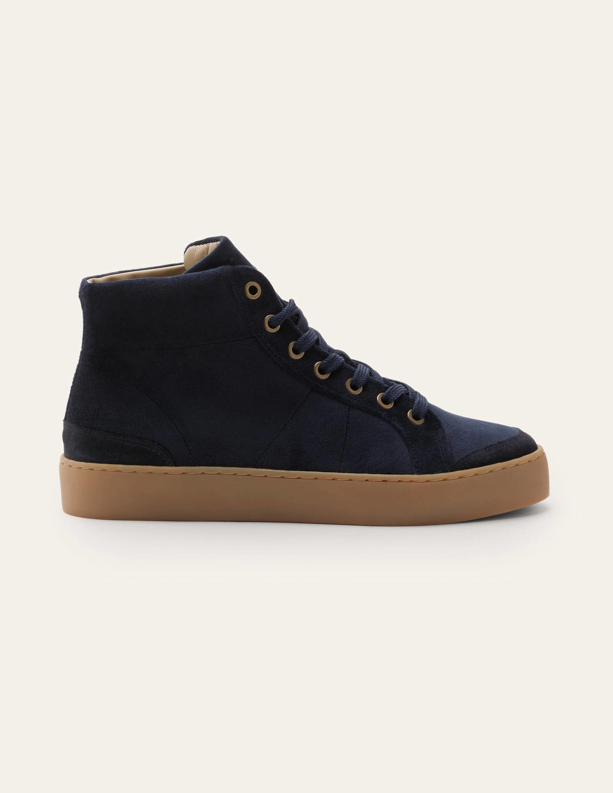 Emma Velvet High Top Trainers-Navy - Image 2