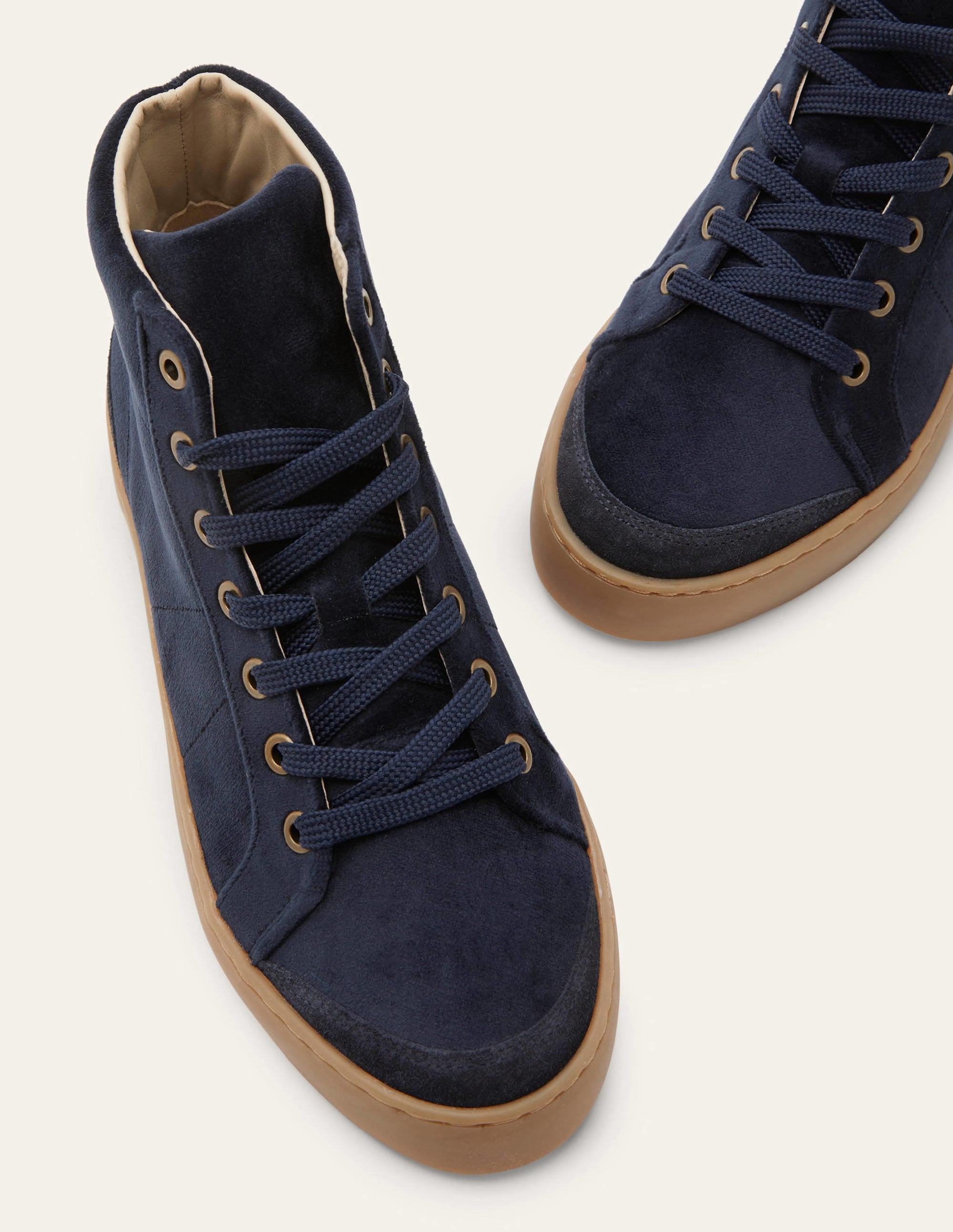 Emma Velvet High Top Trainers-Navy - Image 3