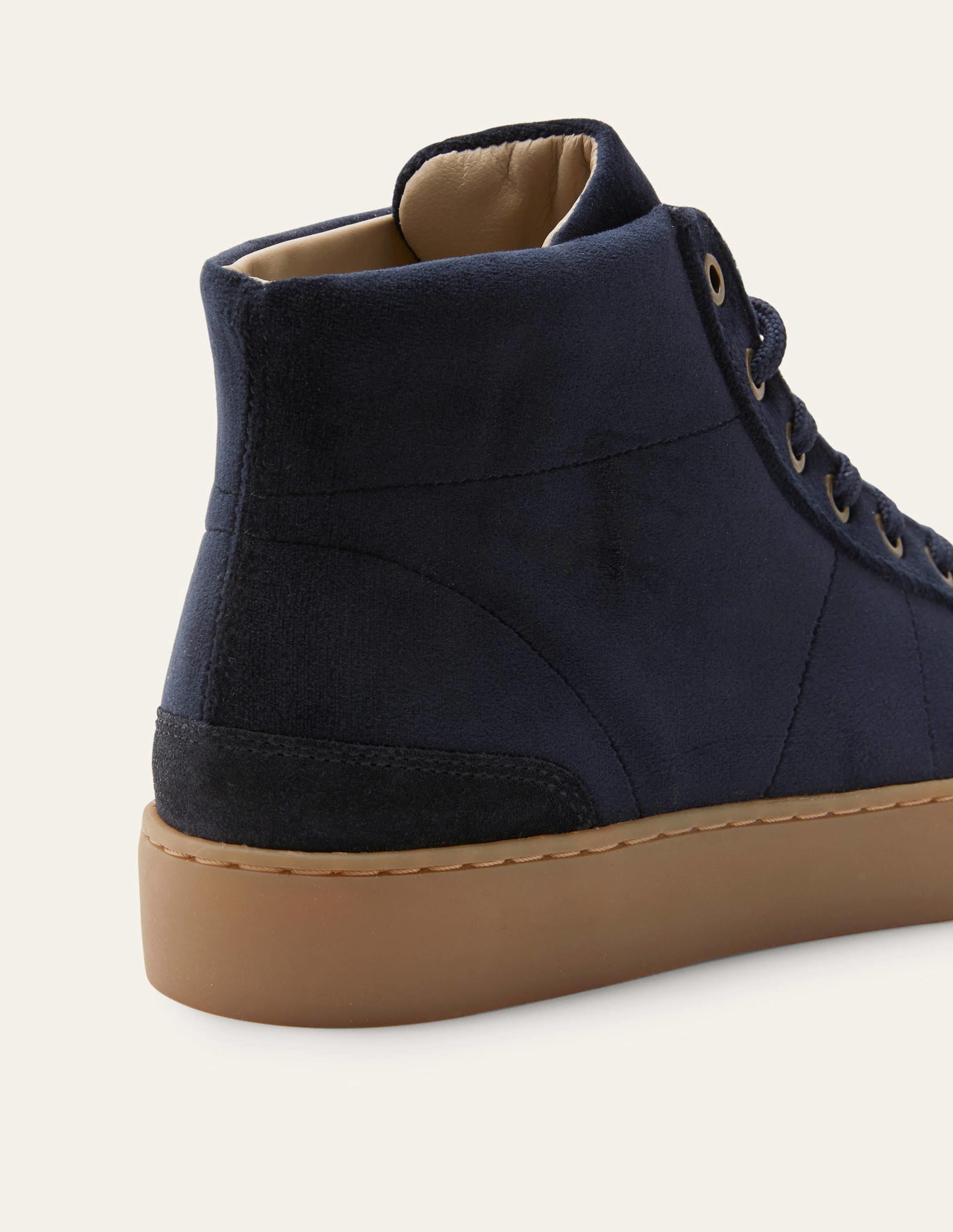 Emma Velvet High Top Trainers-Navy - Image 4