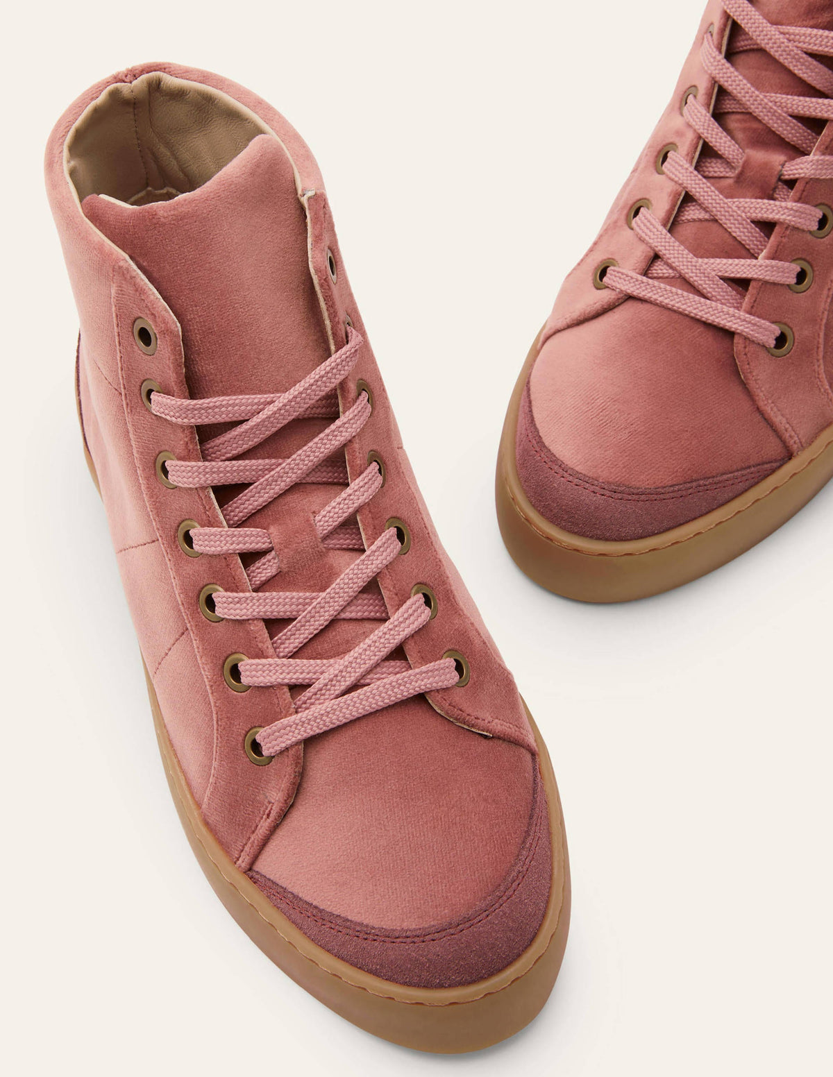 Emma Velvet High Top Trainers-Dusty Rose-3