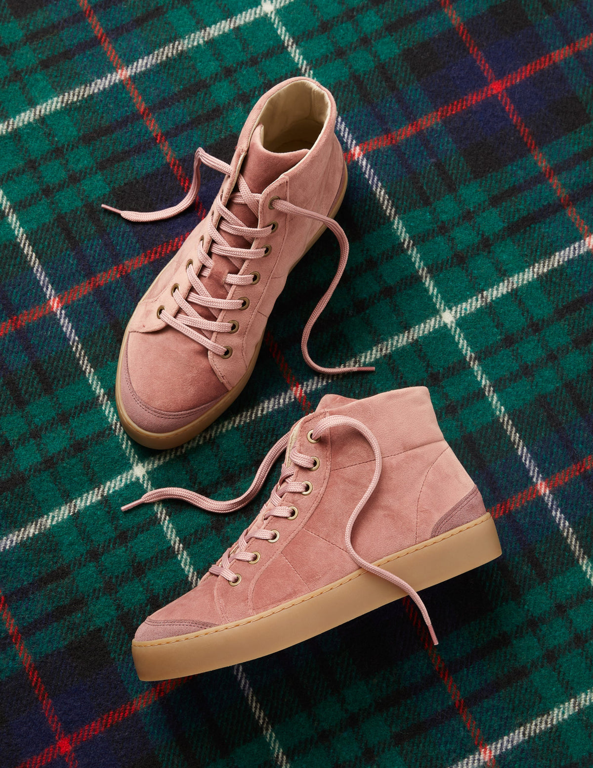 Emma Velvet High Top Trainers-Dusty Rose-5