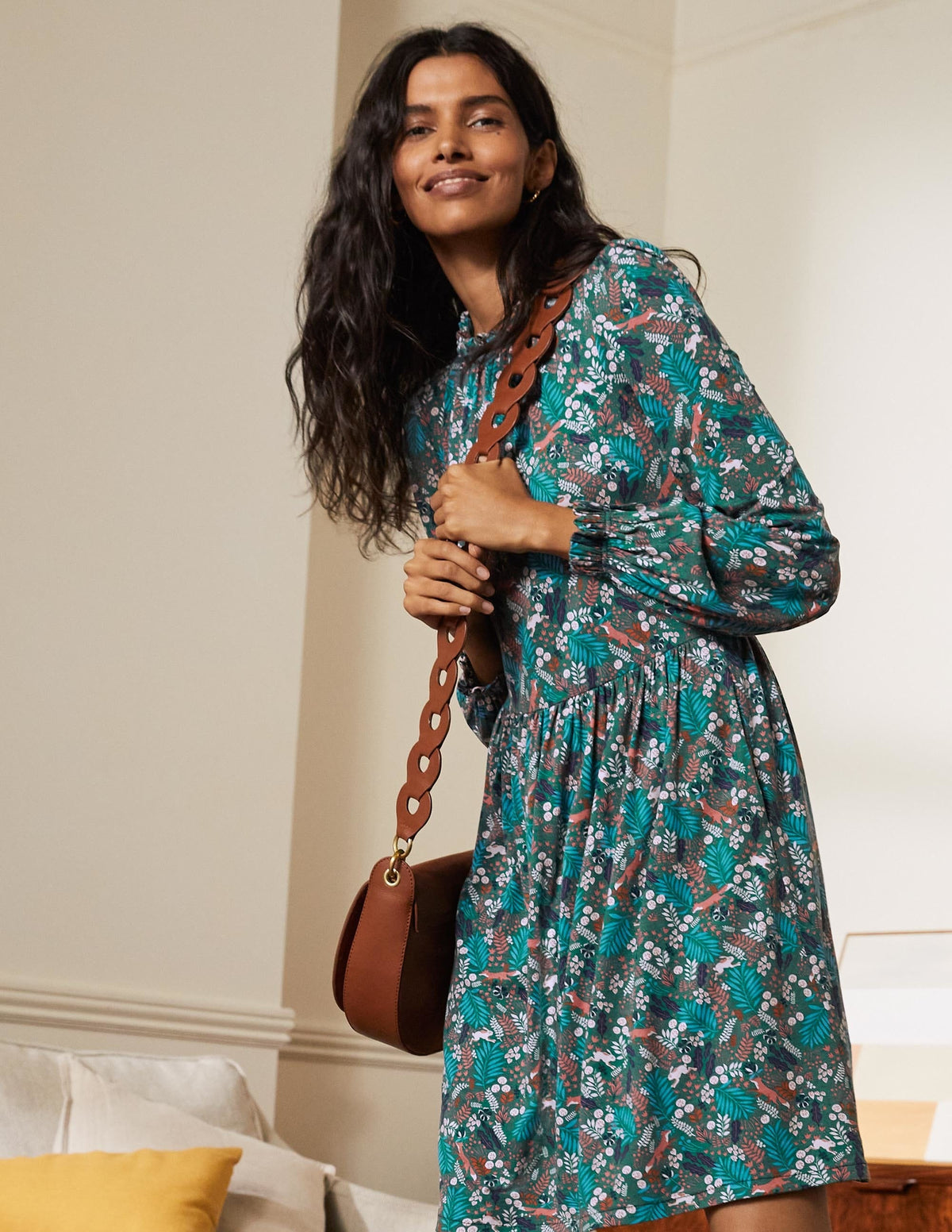Clara Jersey Dress-Deep Forest, Enchanted Forest-5