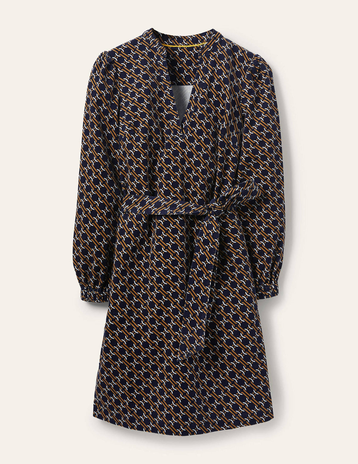 Esmeralda Tie Waist Dress-Navy, Chain Geo-5