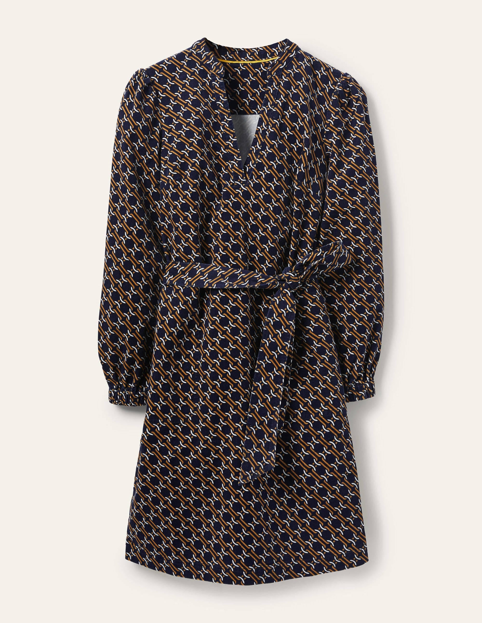 Esmeralda Tie Waist Dress-Navy, Chain Geo - Image 5