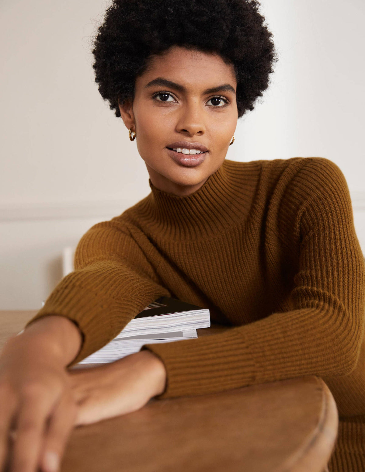 High Neck Knitted Dress-Old Moss - Image 2