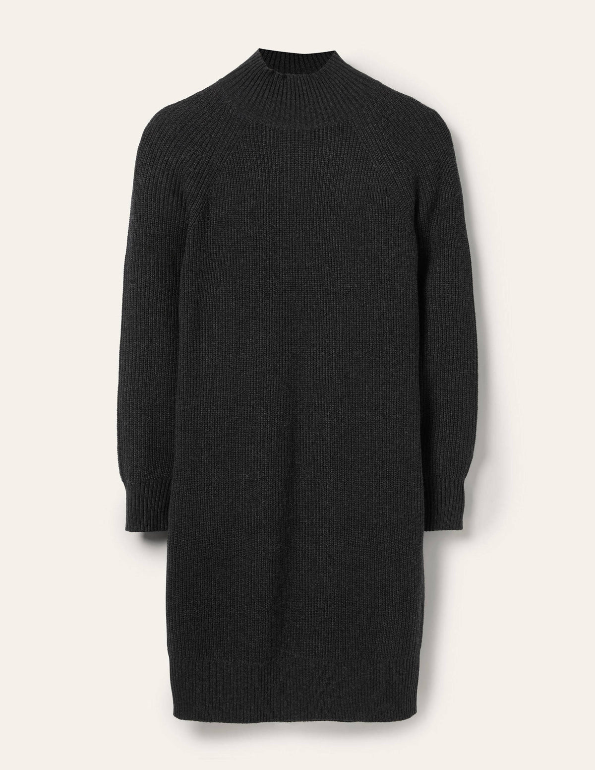 High Neck Knitted Dress-Charcoal Melange-5