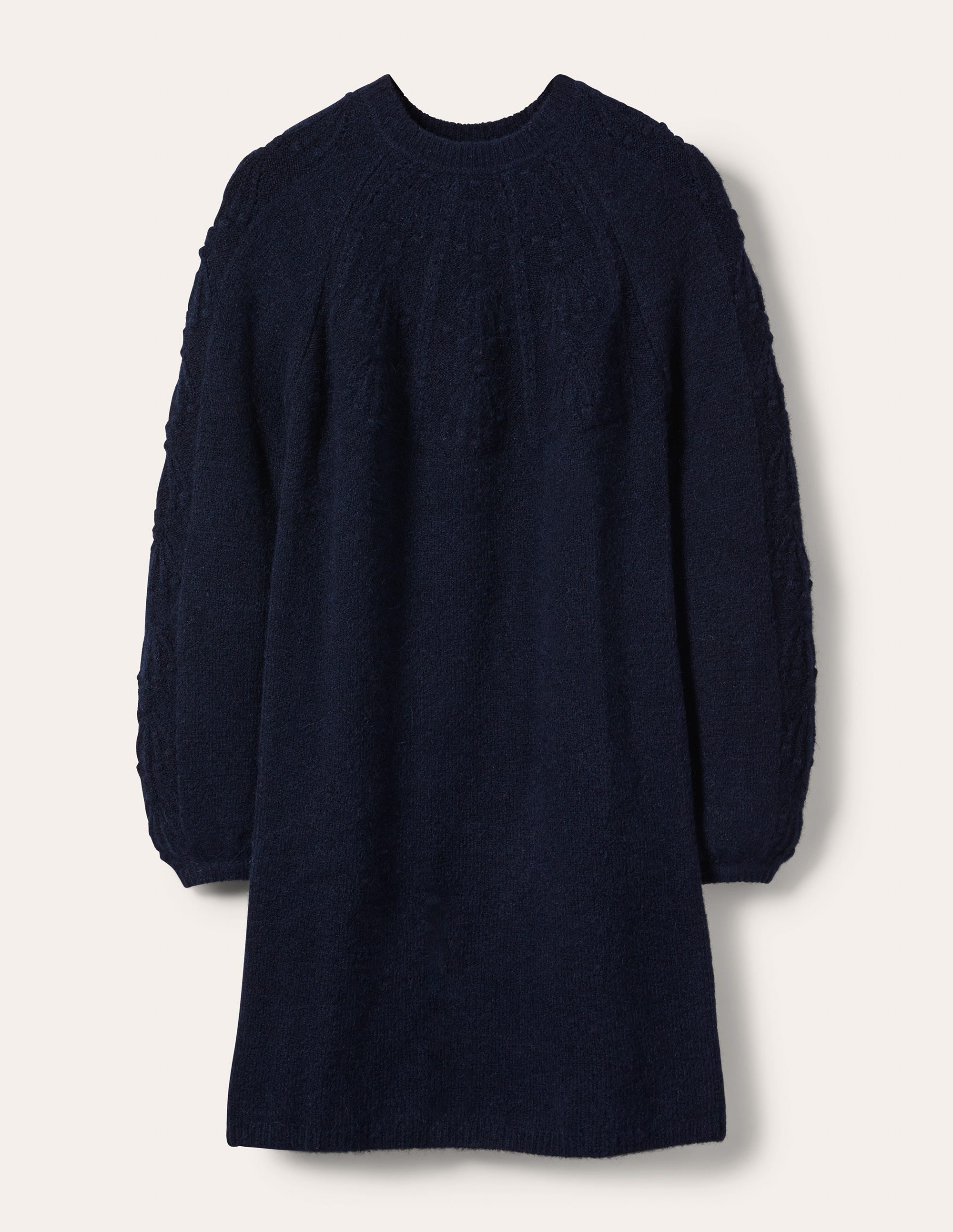 Cable Knitted Dress-Navy - Image 6