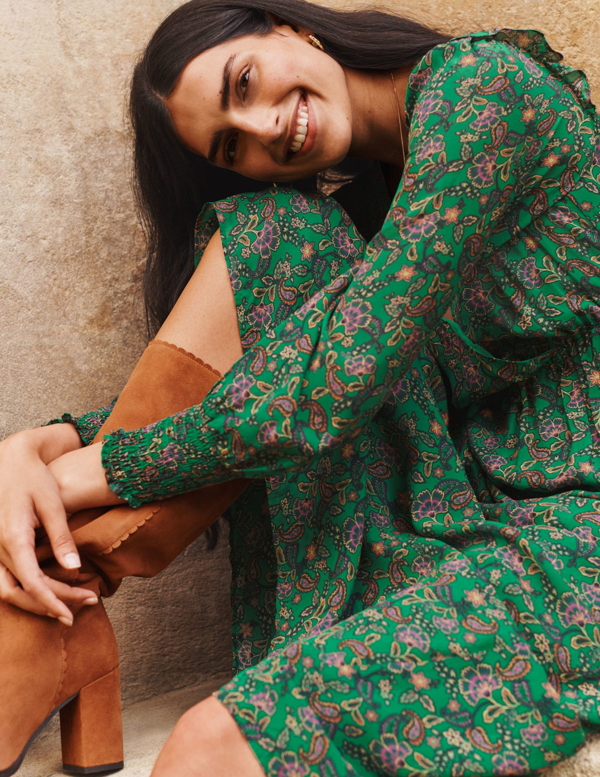 Becky Midi Wrap Dress-Highland Green, Exotic Floral - Image 6