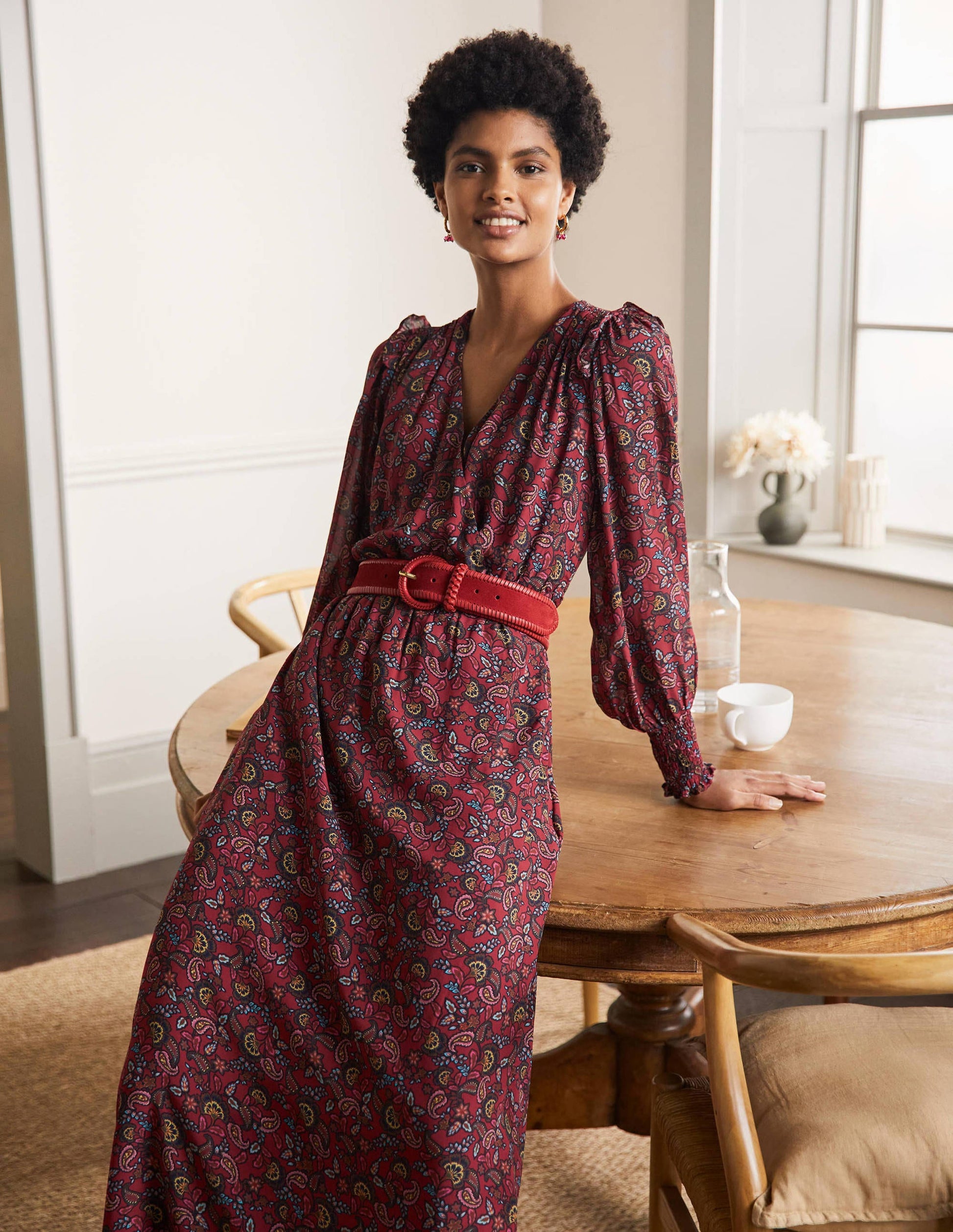 Becky Midi Wrap Dress-Winterberry, Exotic Floral-4