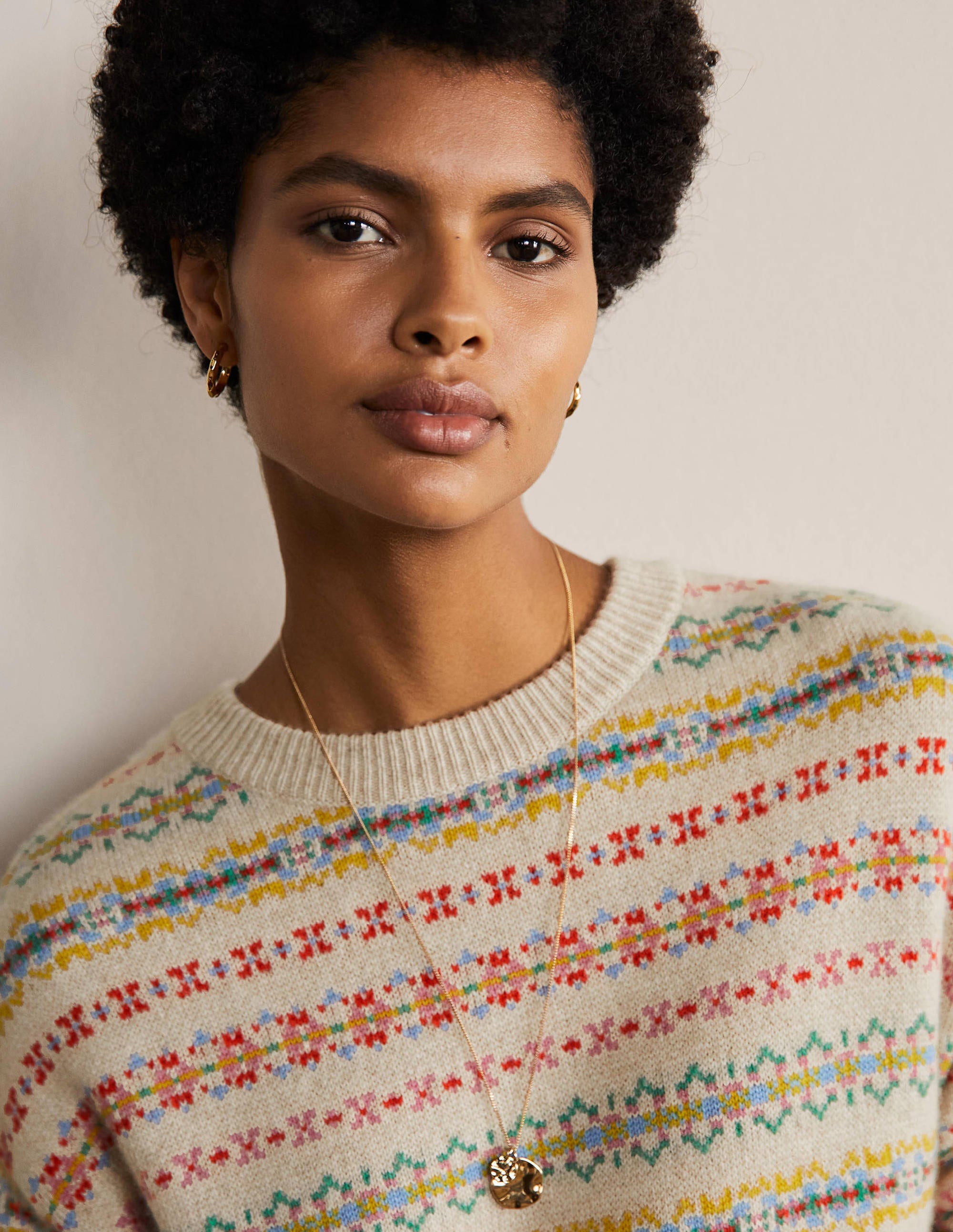 Cashmere Fair Isle Dress-Oatmeal Melange - Image 2