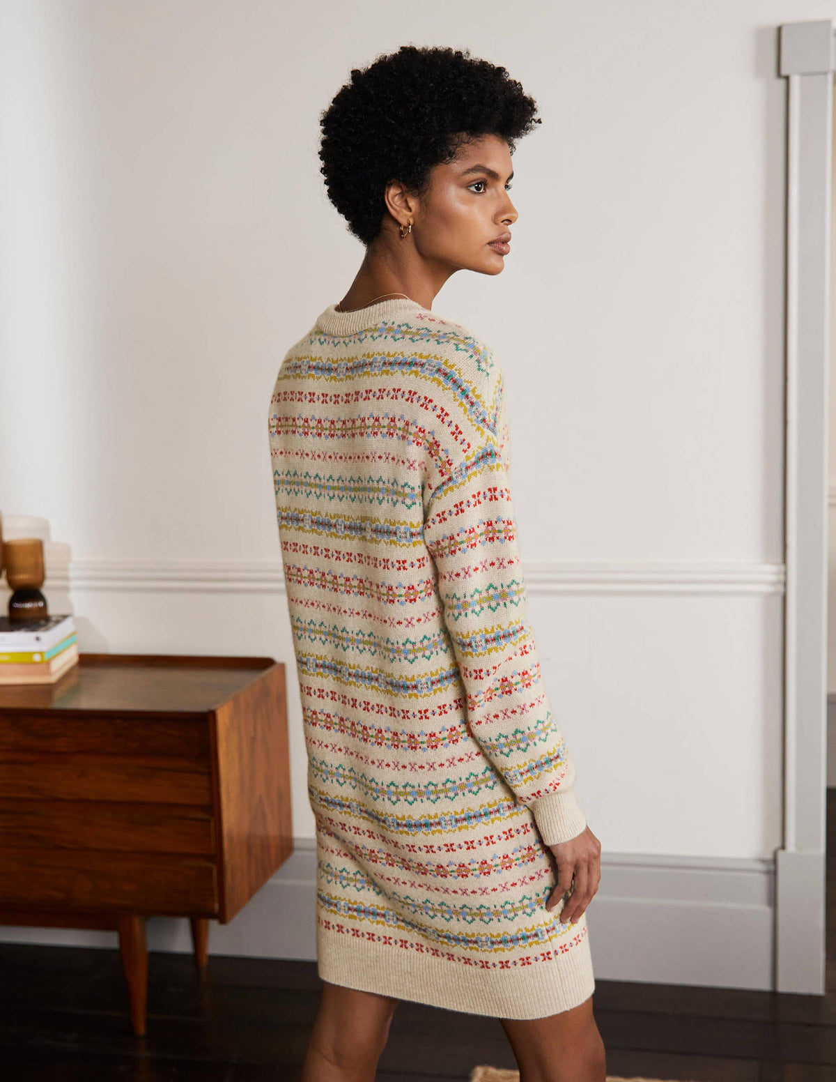 Cashmere Fair Isle Dress-Oatmeal Melange - Image 3
