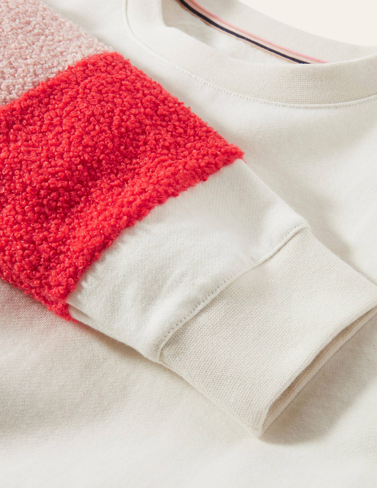 Interest Sweatshirt-Ivory Teddy Colourblock-4